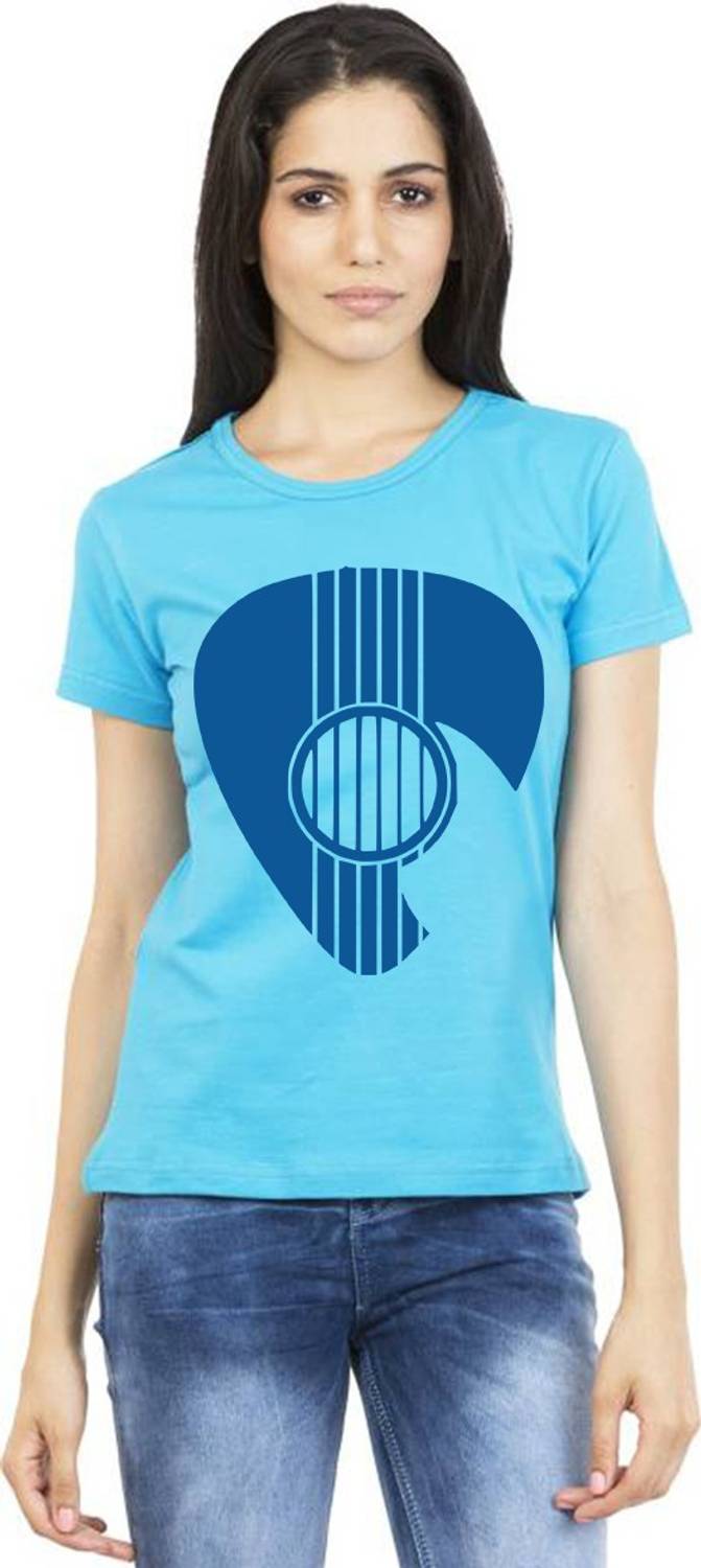 Aseria Graphic Print Women Round Neck Light Blue T-Shirt