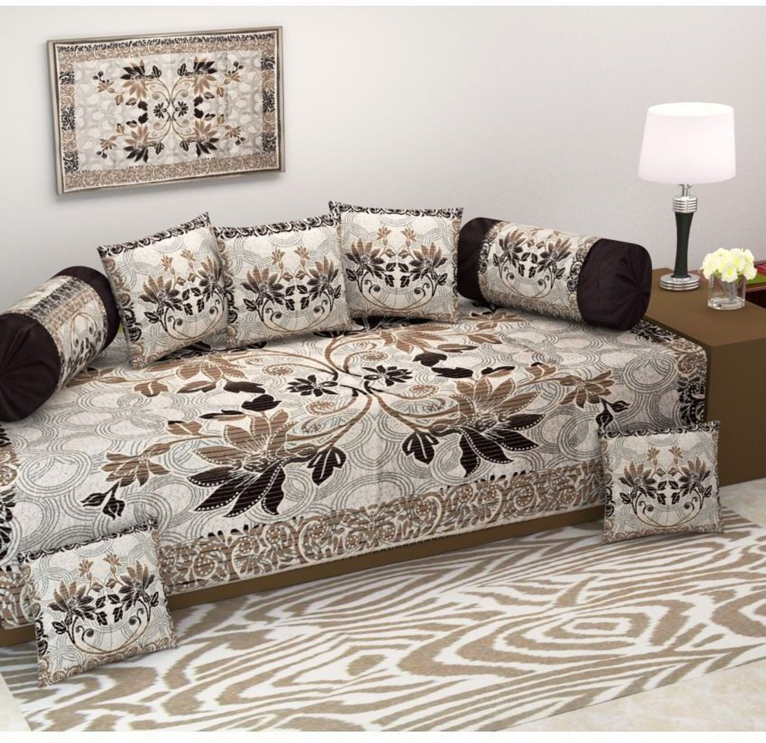 Image of Laying Style Jacquard 3+2+2 Seater Sofa Floral Cover