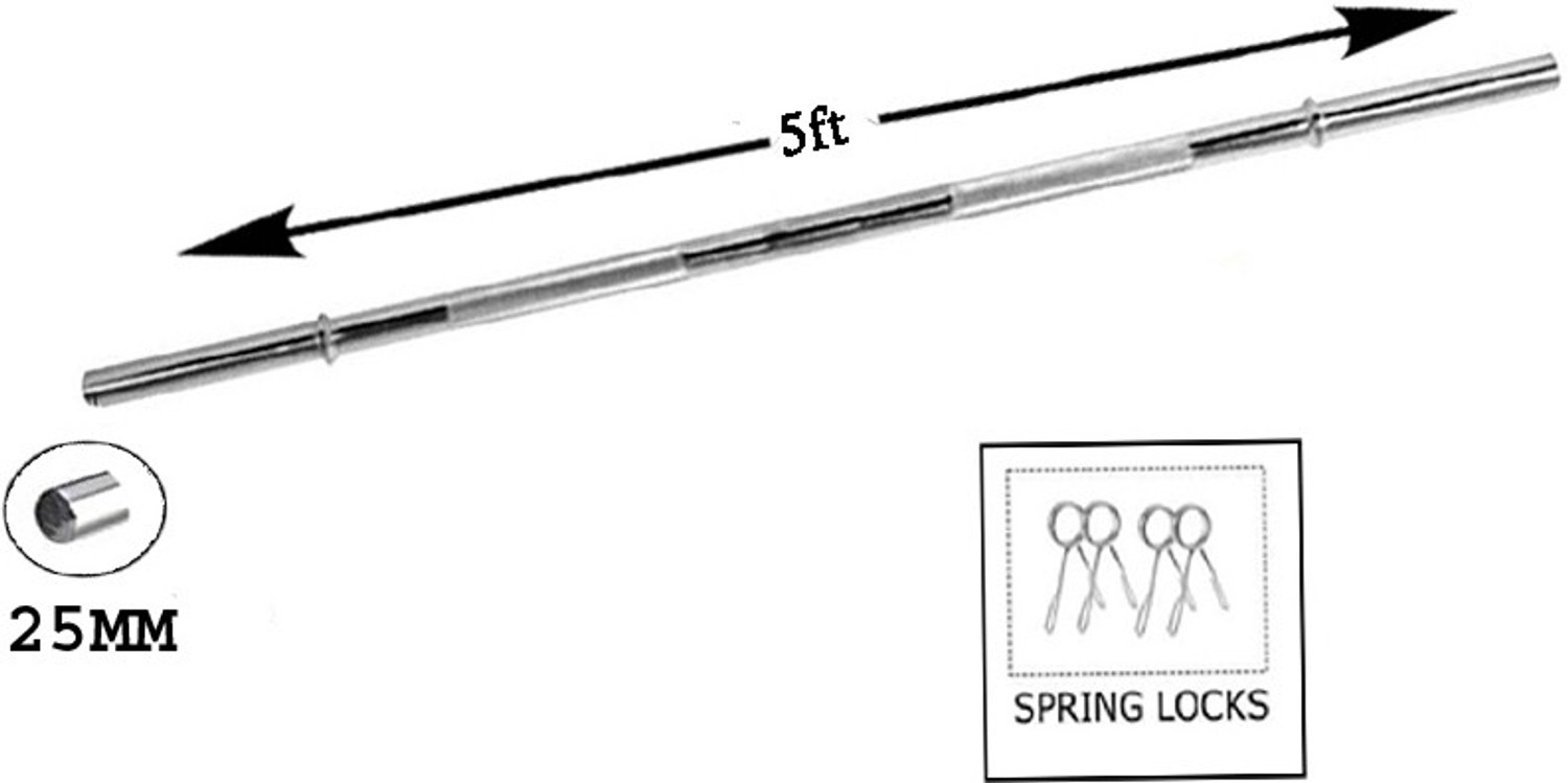 Image of L'AVENIR Gym & Fitness STRONG & HEAVY DUTY 5ft. STRAIGHT ROD (25mm THICK) with Rod LOCKS Weight Lifting Bar