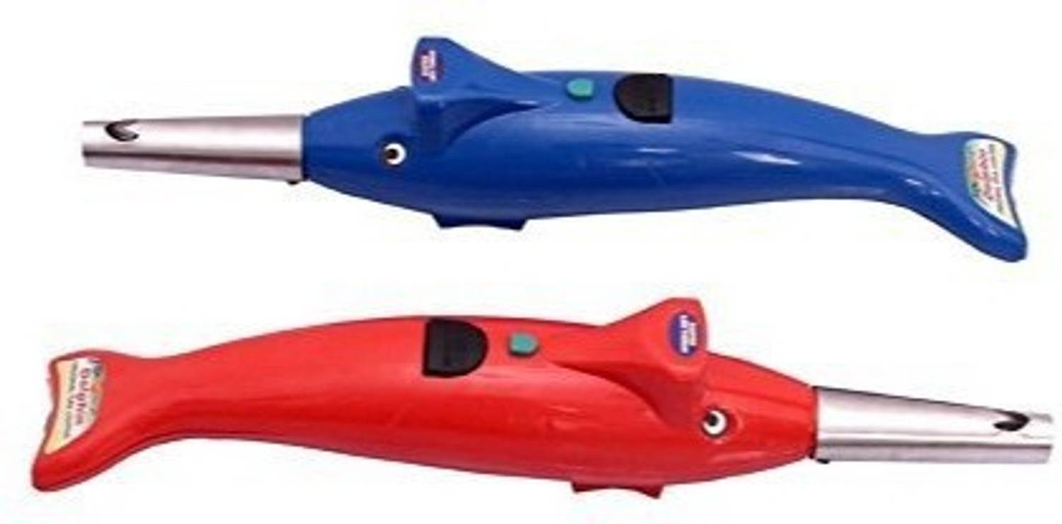 ADHBHUD (Pack of 2 pcs) 2 in 1 Kitchen Dolphin Shape Electronic Gas Lighter with Led Torch Plastic Electronic Gas Lighter