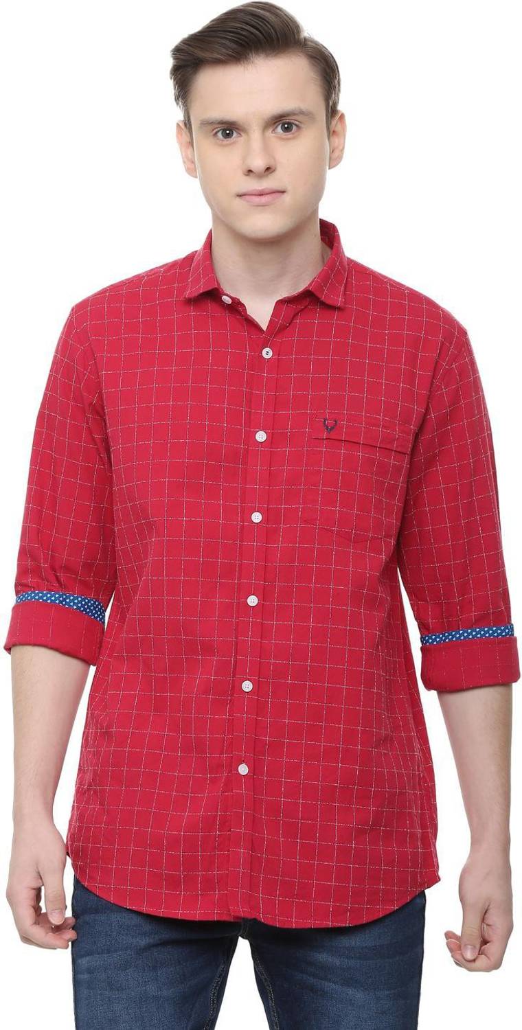 Allen Solly Men Checkered Casual Red Shirt