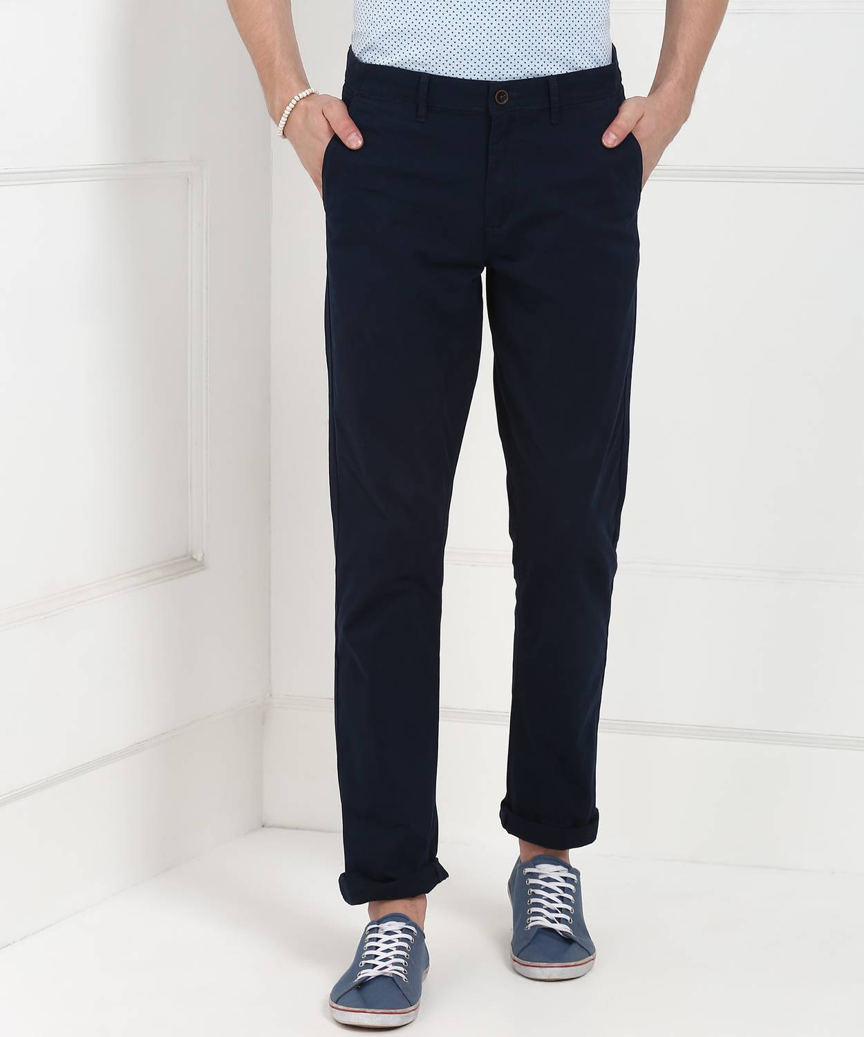 Arrow Sport Regular Fit Men Blue Trousers