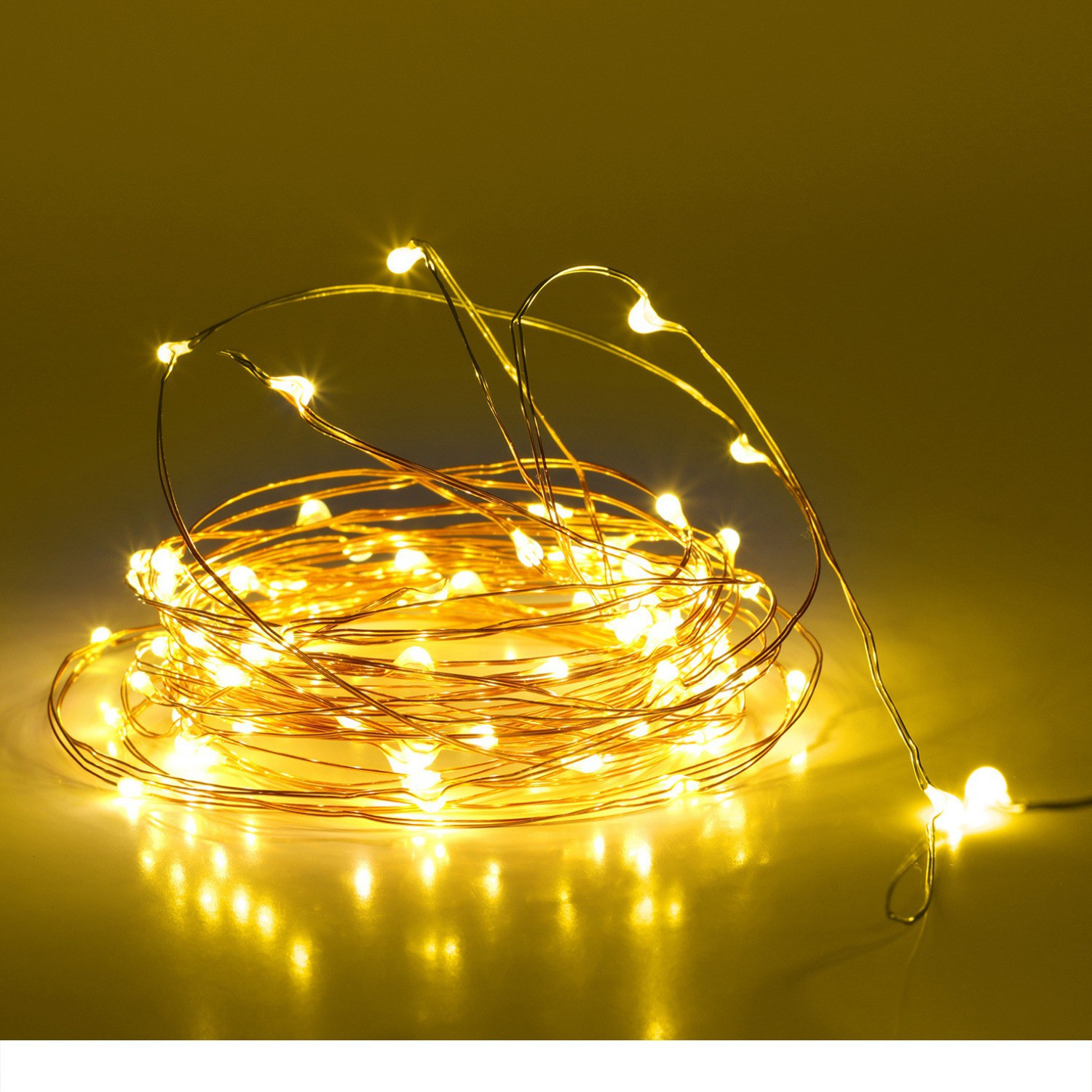 Image of MANSAA 150 LEDs 15 m Gold, Yellow Steady Water Drop Rice Lights