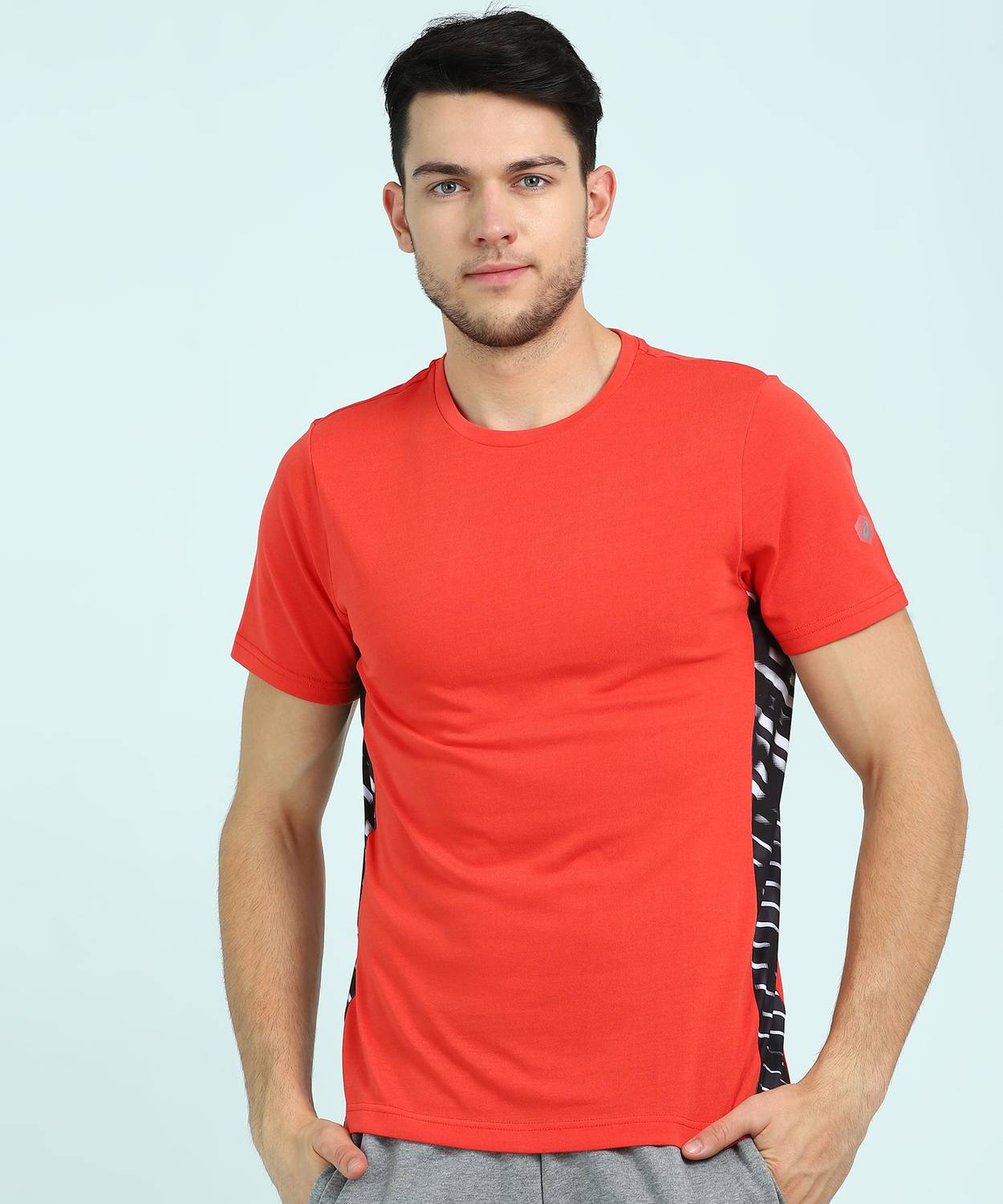 Asics Solid Men Round Neck Orange T-Shirt