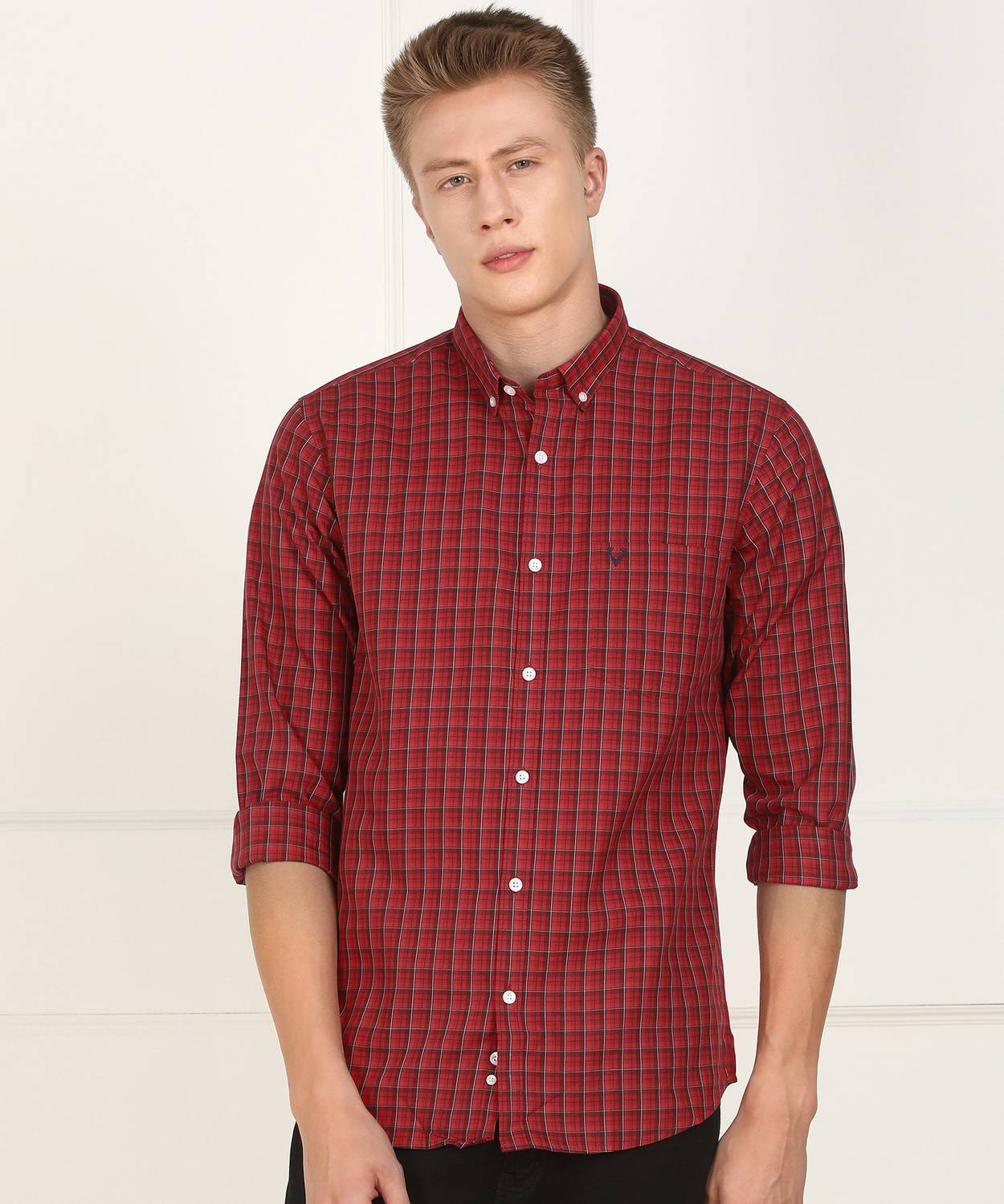 Allen Solly Men Checkered Casual Red Shirt