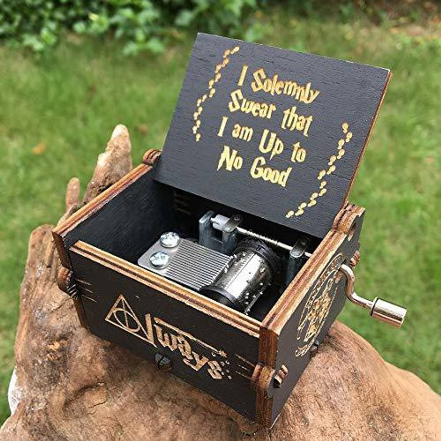 Windup Wooden Harry Potter Music Box in Jute Pouch - Image 5
