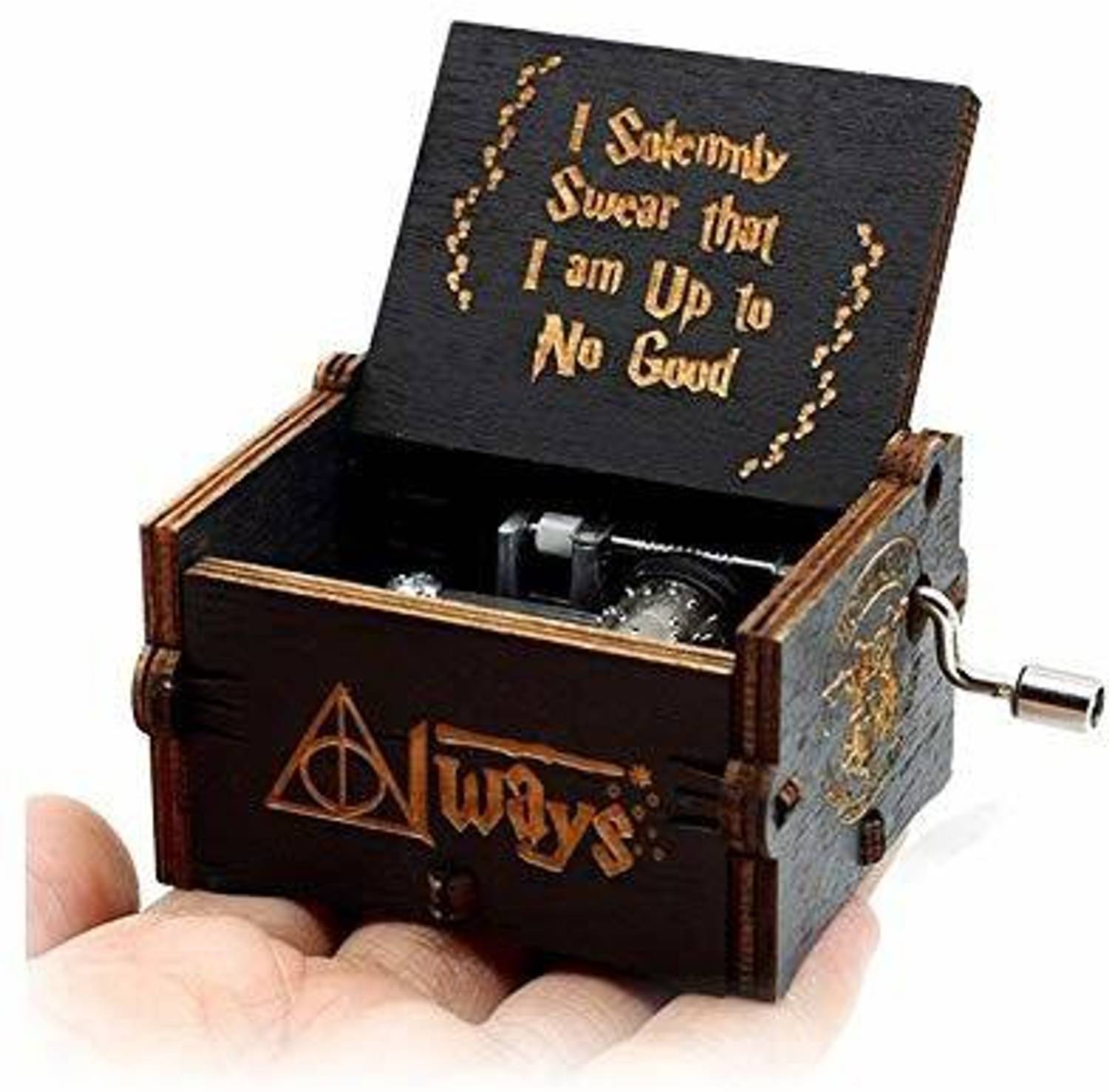 Windup Wooden Harry Potter Music Box in Jute Pouch - Image 2