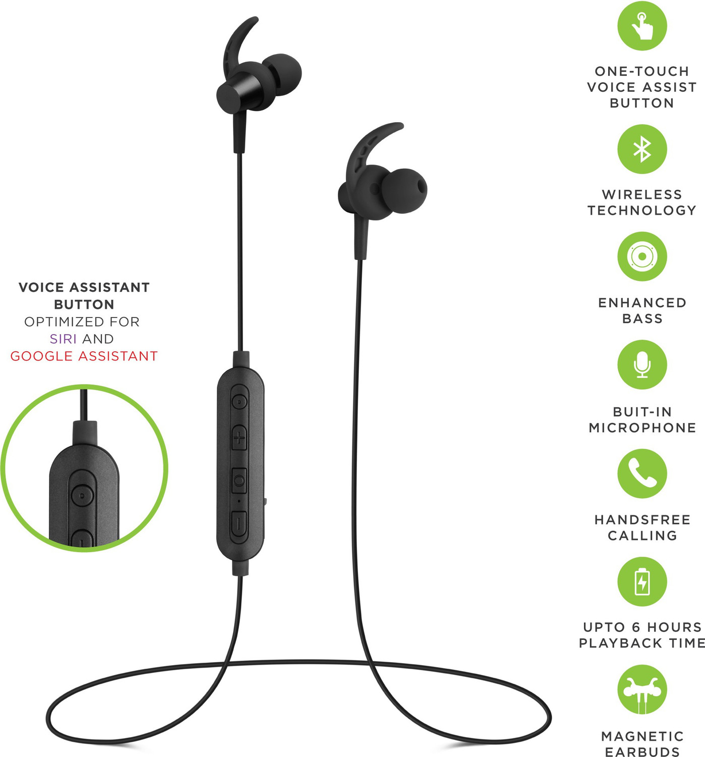 Image of SoundLOGIC PLAY Voice Assistant Sport Earbuds Bluetooth