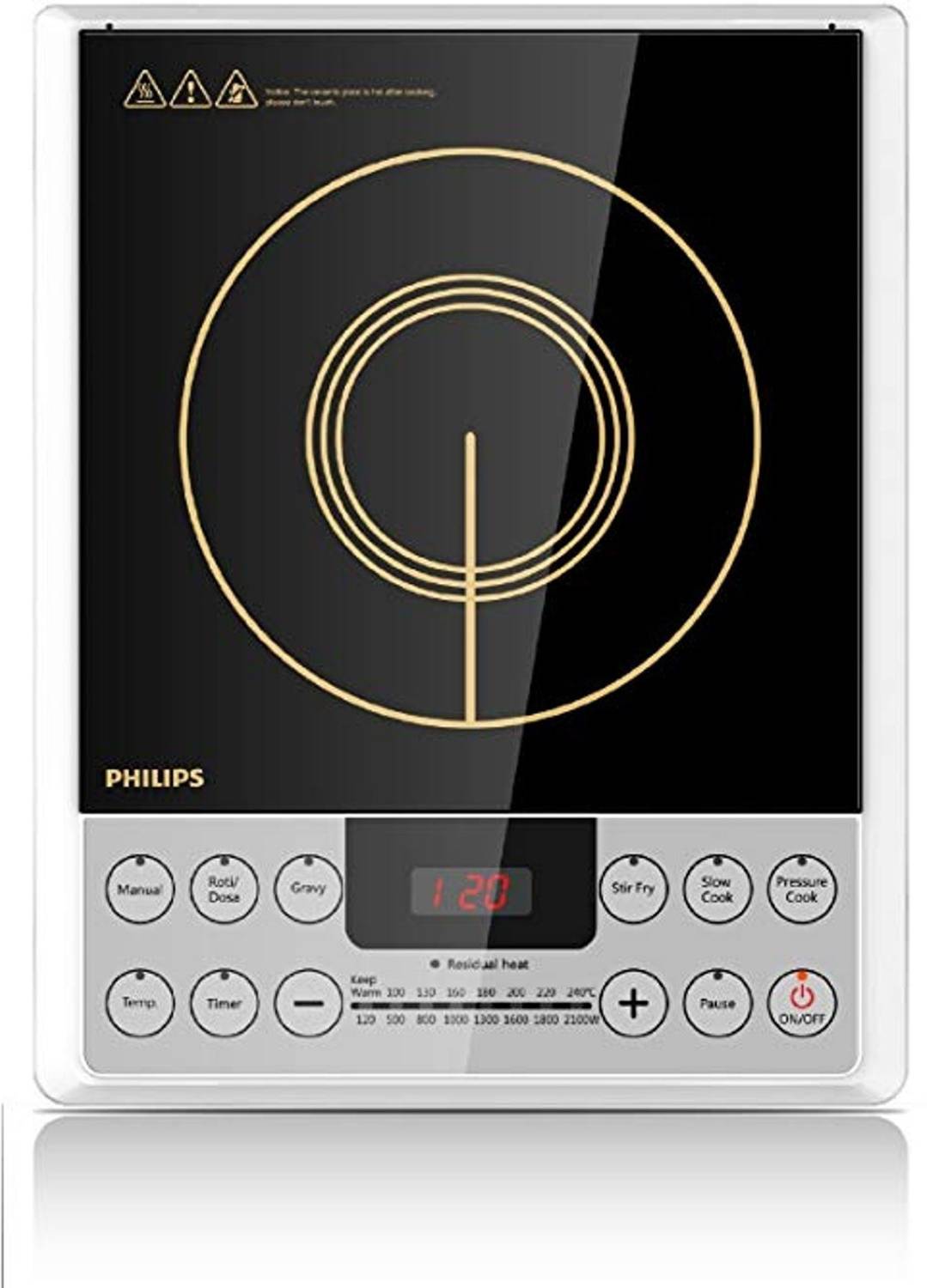 PHILIPS 2100W Induction Cooktop Touch Panel, Silver