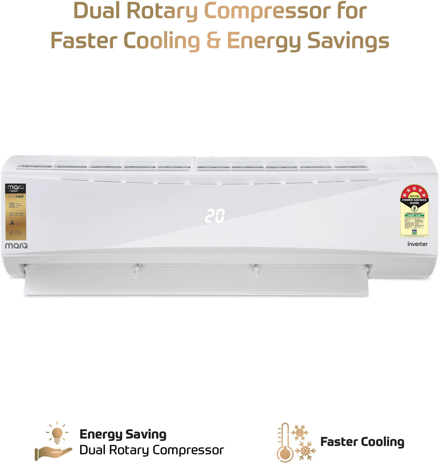 Image of MarQ by Flipkart 2019 Model 1.5 Ton 5 Star Split Inverter AC