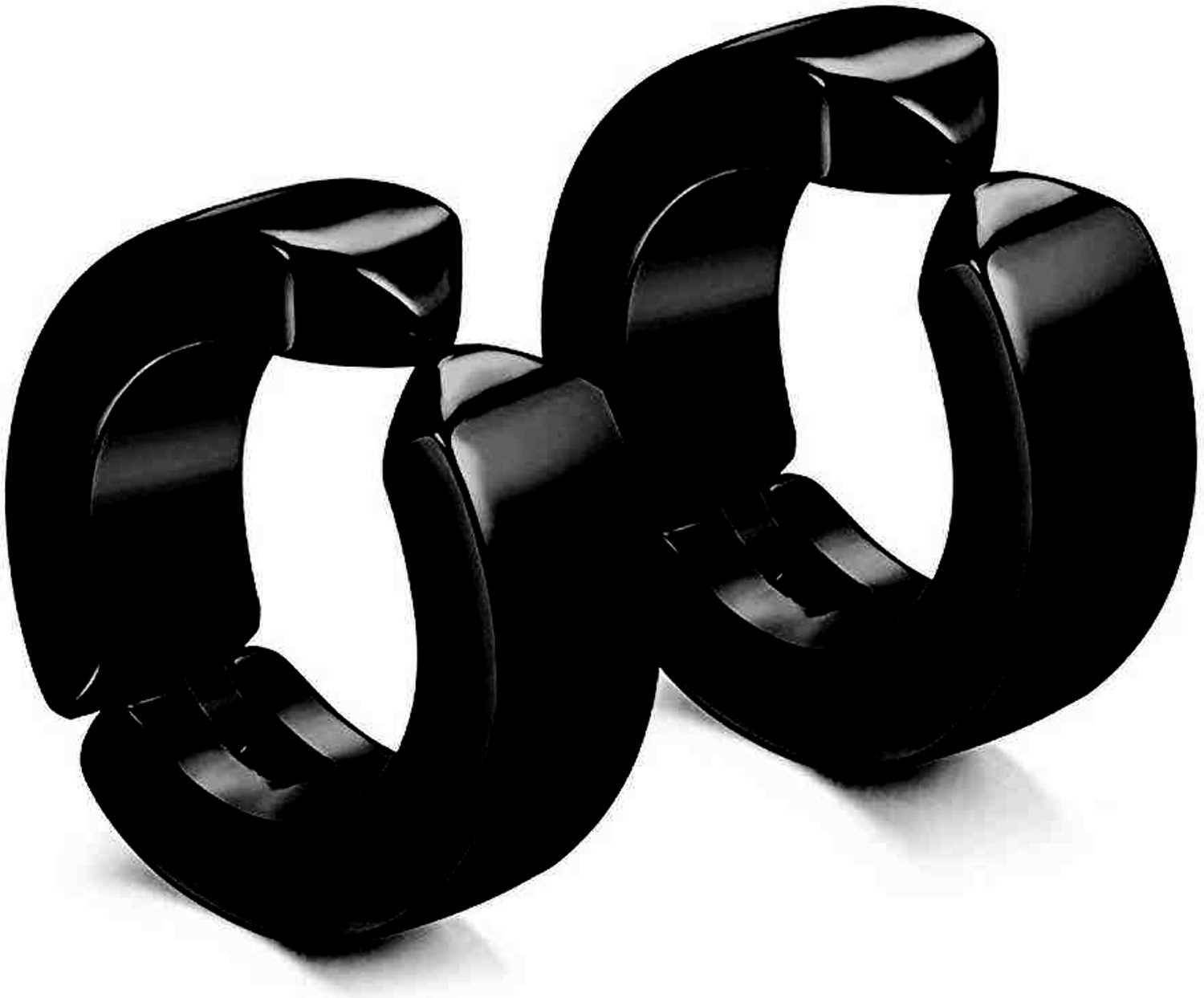 Miami Jewellery Black Non-Pierced Magnet Ear rings Metal Hoop Earring