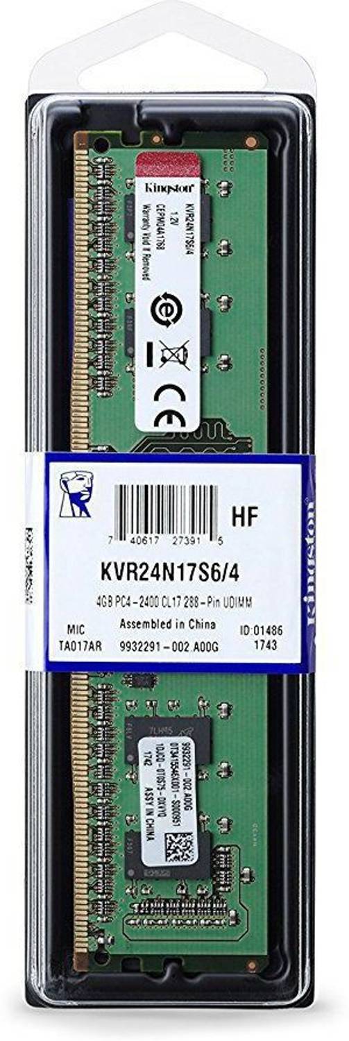 KINGSTON 4GB PC4 - 2400 CL17 288 - Pin UDIMM DDR4 4 GB (Dual