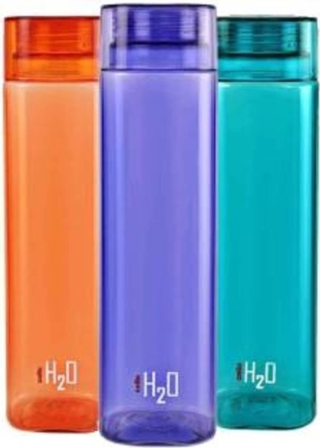 cello H2o Squaremate Water Bottle, 1000 ml , Set of 3, multi color (Pack of 3, multi) 1000 ml Plastic Bottle