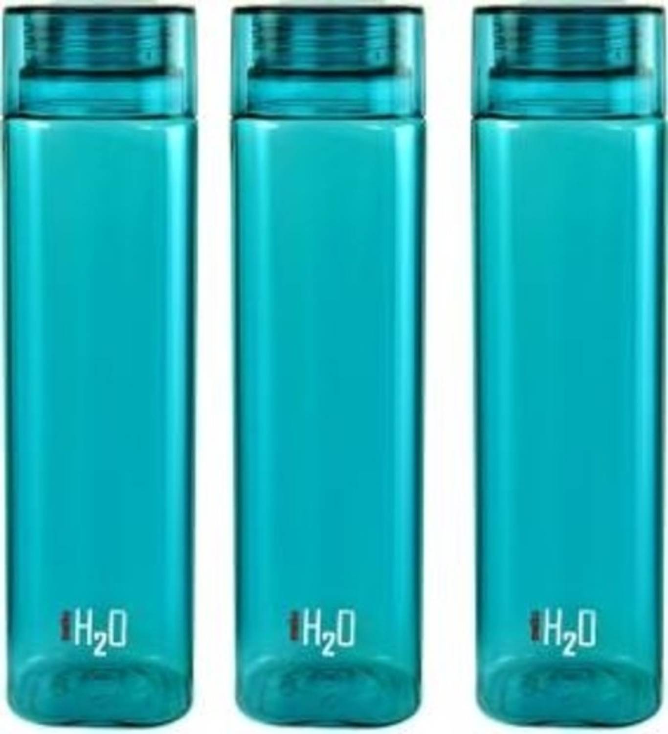 cello H2o Squaremate Water Bottle, 1000 ml , Set of 3, green color (Pack of 3, Green) 1000 ml Plastic Bottle