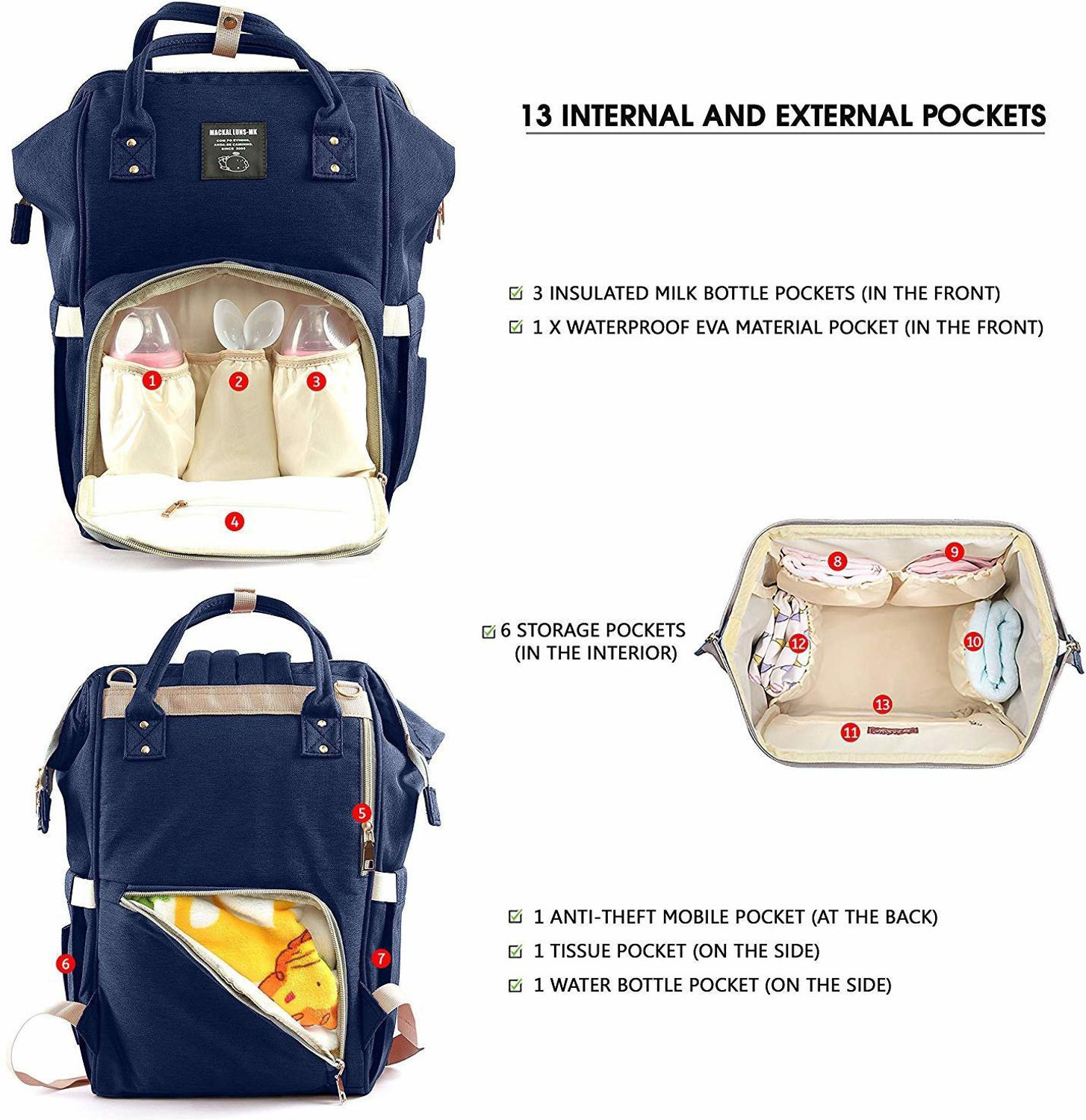 Image of Teeny Weeny Maternity Travel New Diaper Bag Organizer Designer Large Mother diaper bag