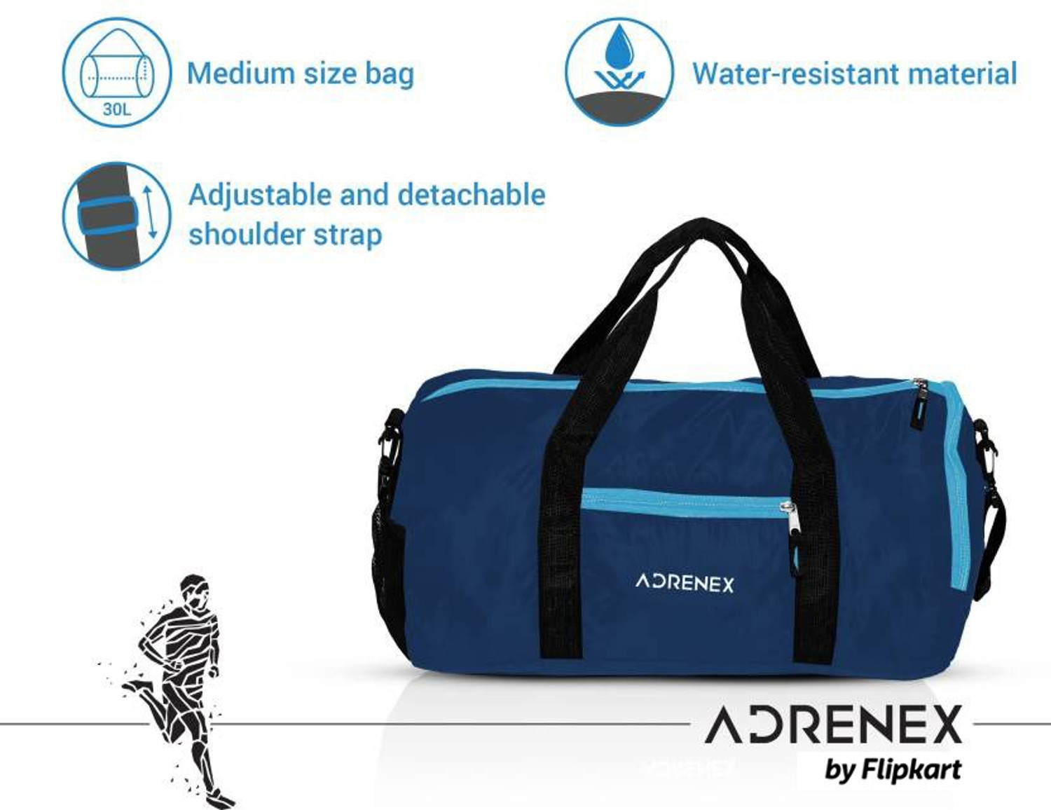 Image of Adrenex by Flipkart 30L, 3 Compartment Gym & Sport Bag