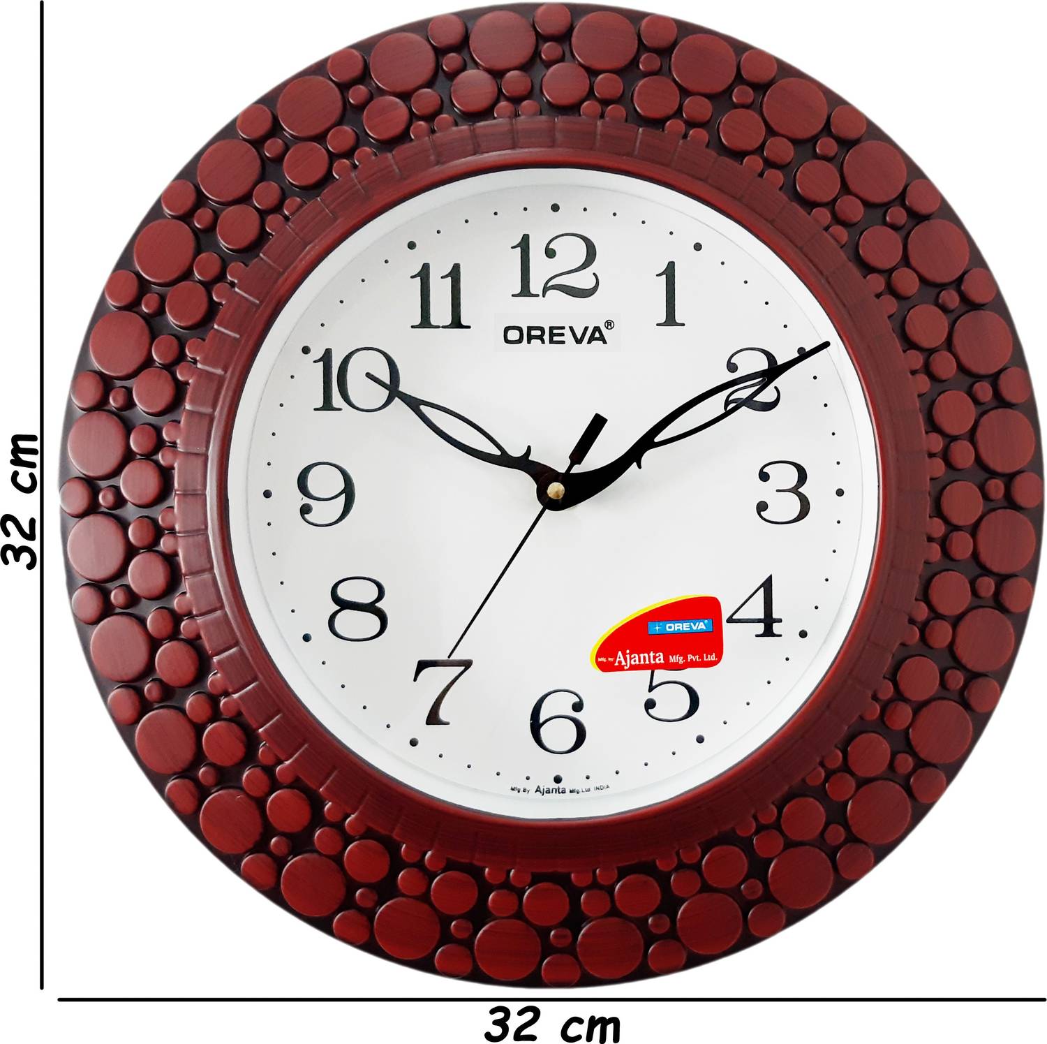 AJANTA Analog 30 cm X 30 cm Wall Clock (Red, Black, With Glass, S