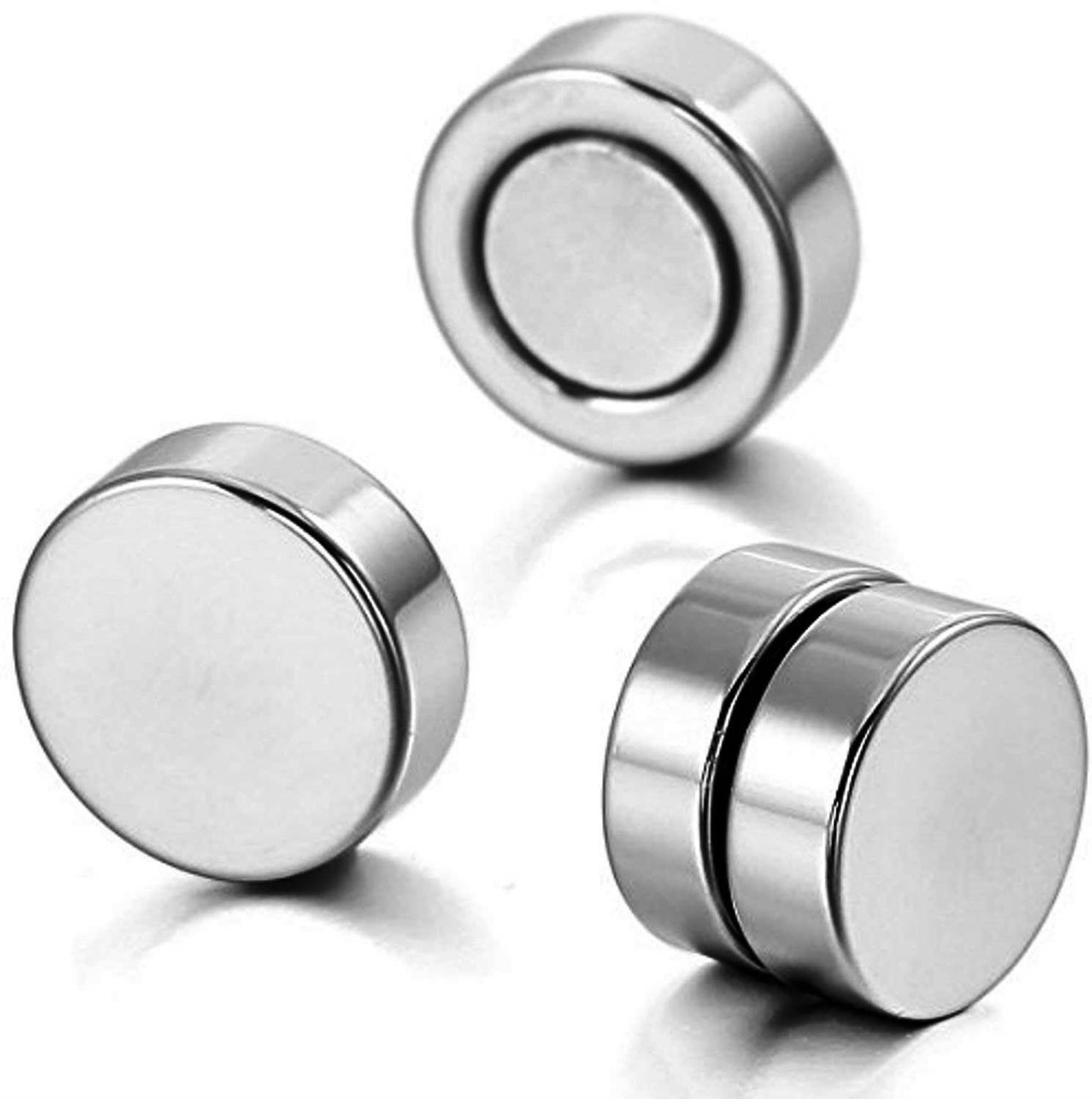 Miami Jewellery Silver Non-Pierced Magnet Stud Ear rings / Earrings Combo Metal Stud Earring