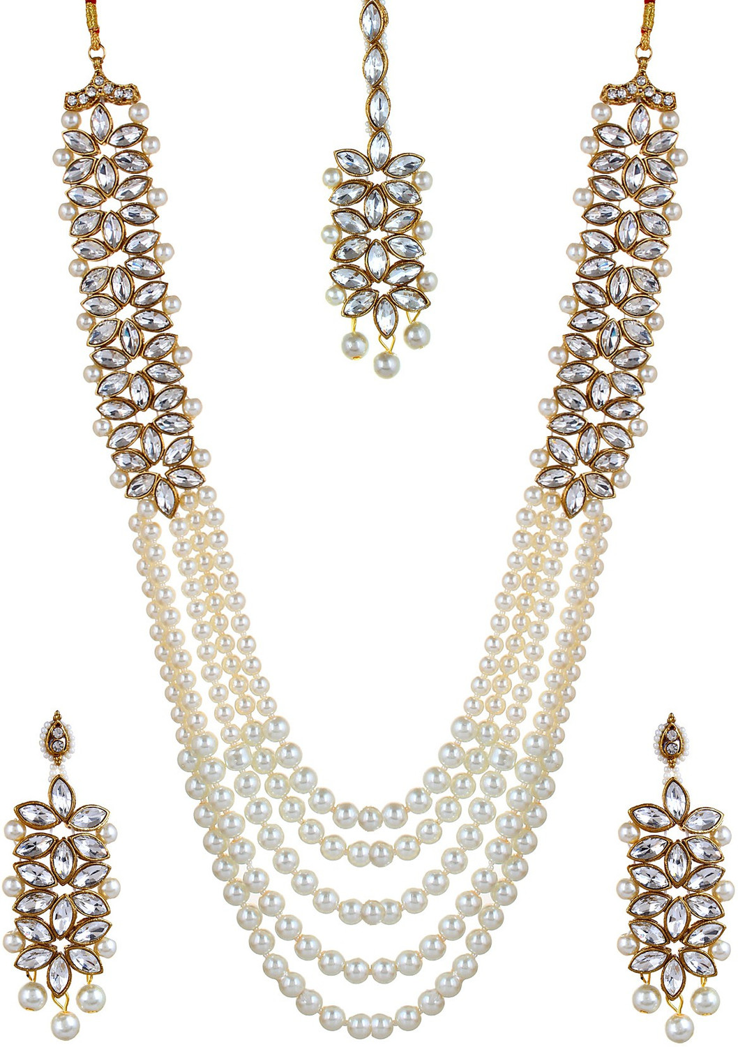 Image of YouBella Alloy White Jewellery Set
