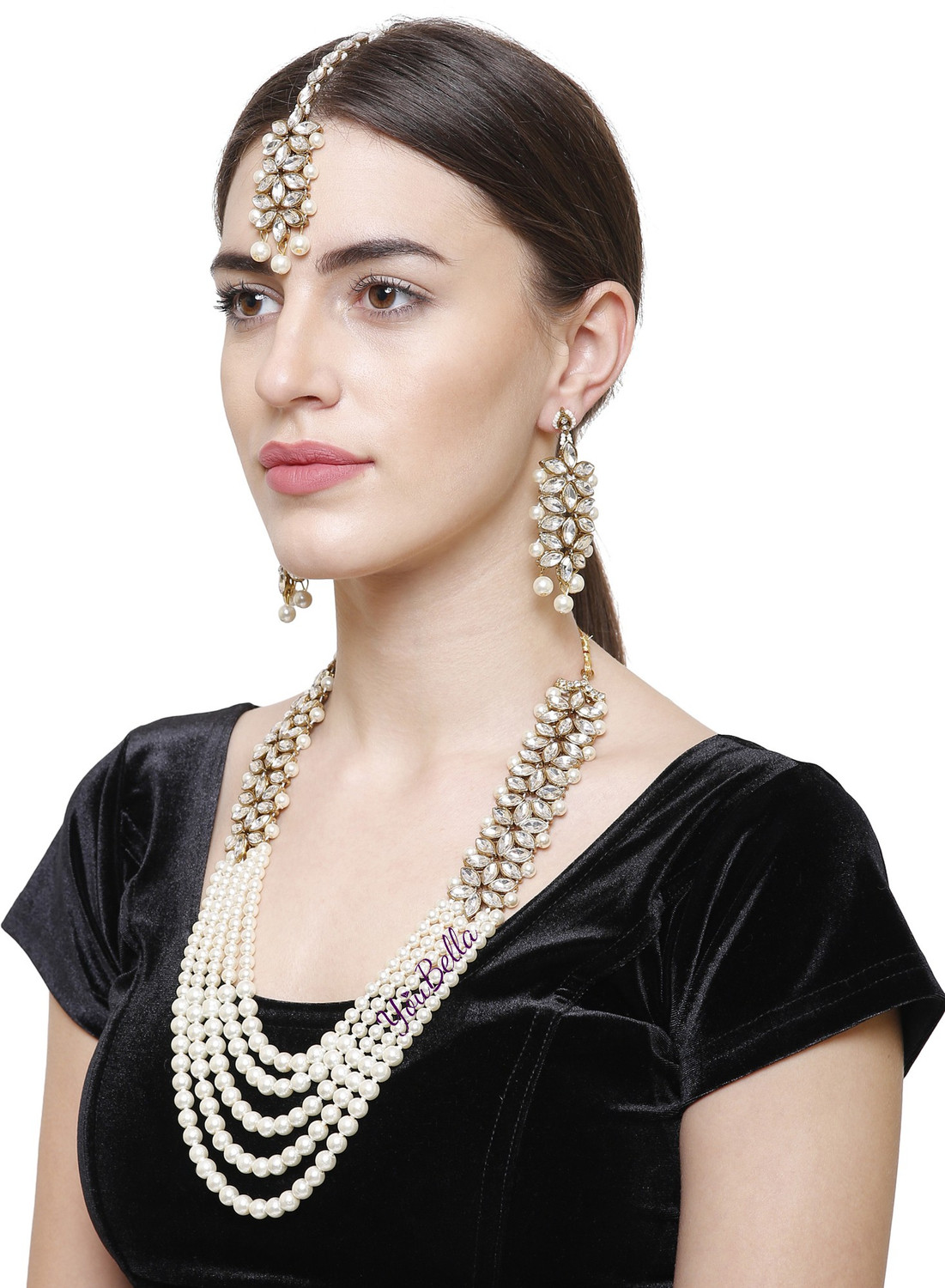 Image of YouBella Alloy White Jewellery Set