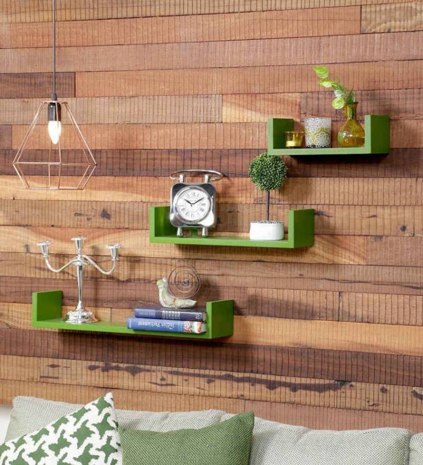 Eco Handicrafts Wooden U Shape Wall Shelf and Wall Shelves for Be