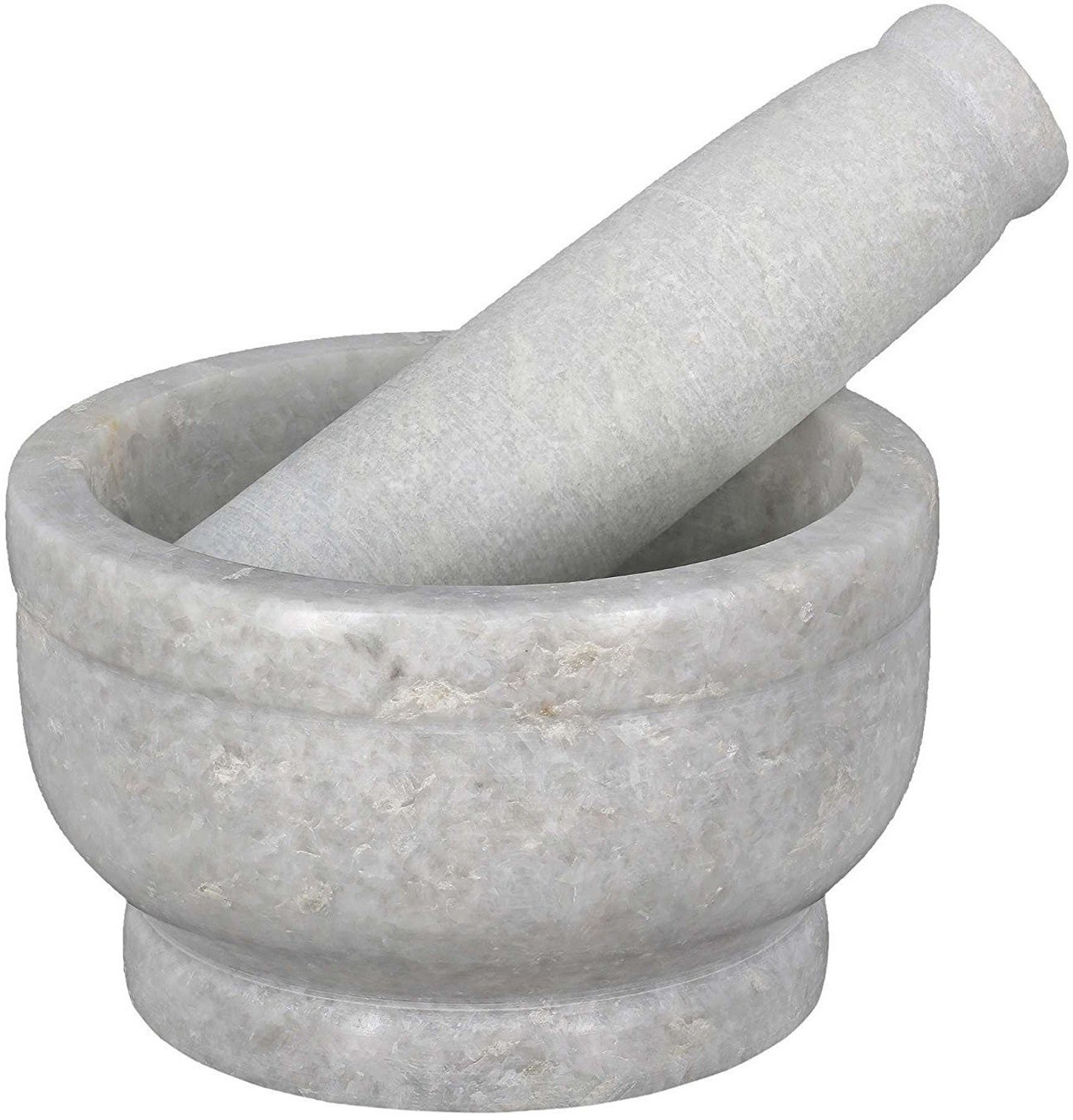 Image of eGharonda White Marble Imam Dasta /Mortar and Pestle Set /Ohkli Musal /Kharal /Idi Marble Masher