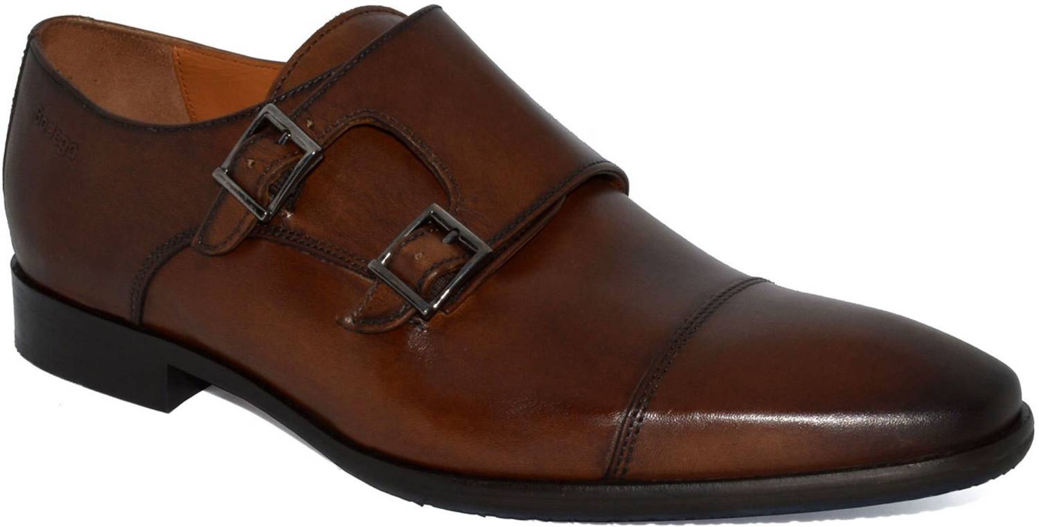 Bodega Real Leather Men Brown Double Monk Shoes Monk Strap For Men