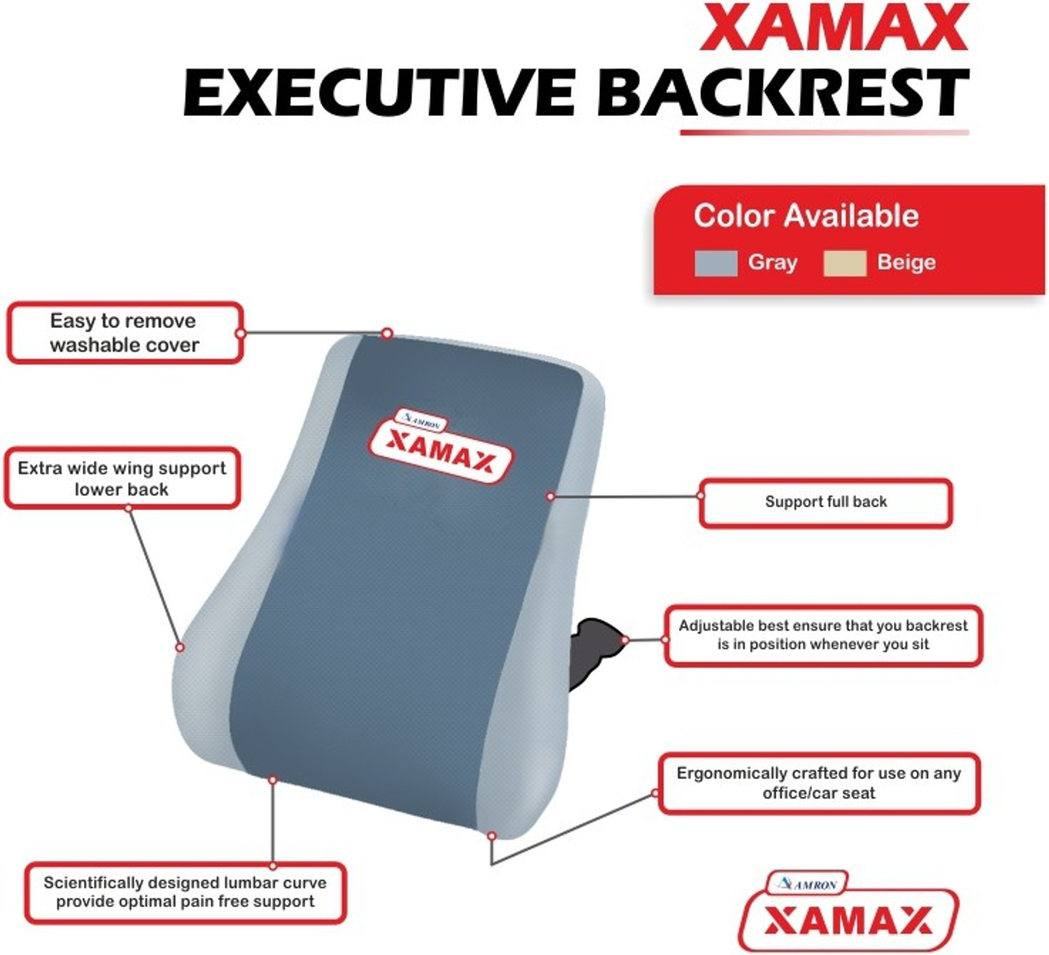 Image of AMRON XAMAX Backrest Executive Back / Lumbar Support