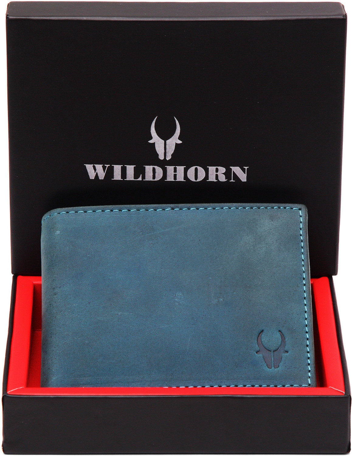 Image of WILDHORN Men Black, Blue Genuine Leather Wallet