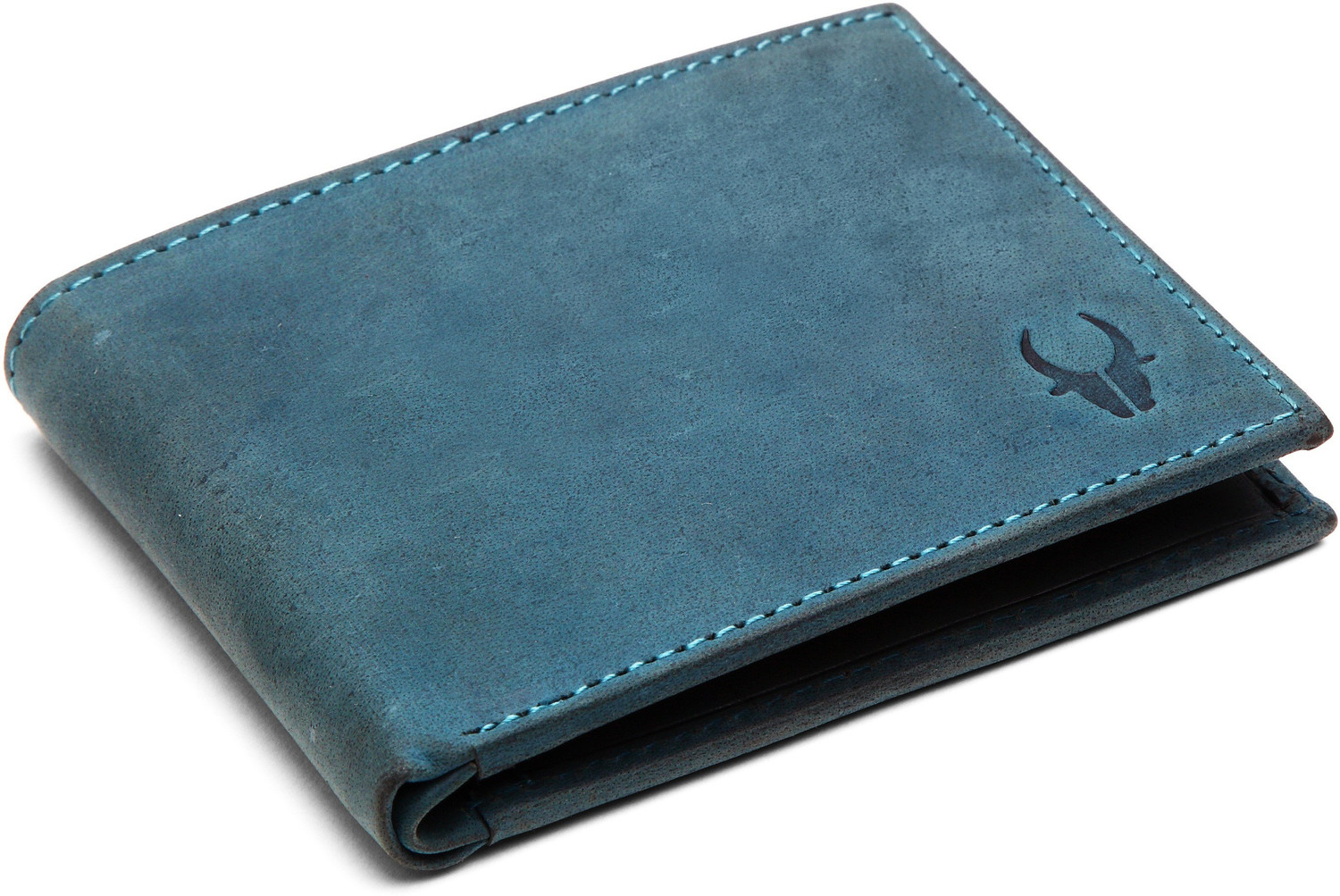 Image of WILDHORN Men Black, Blue Genuine Leather Wallet