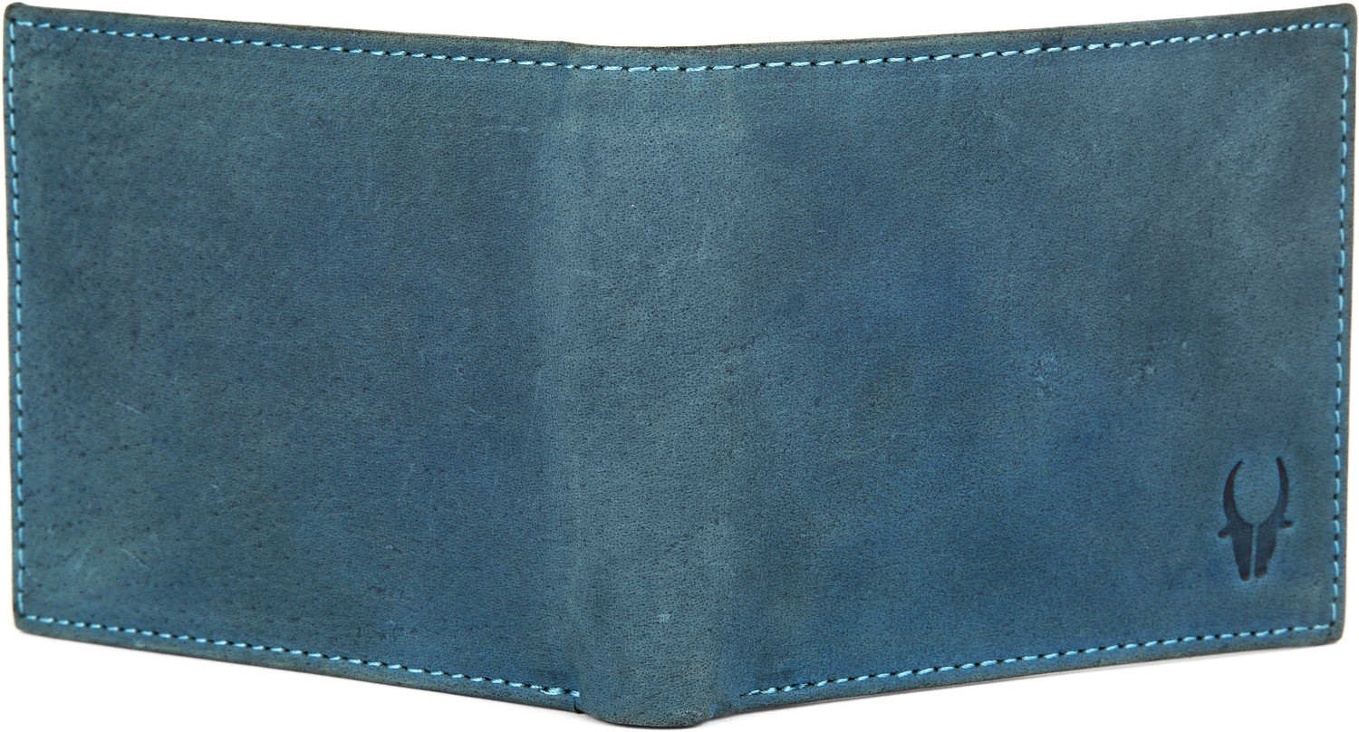Image of WILDHORN Men Black, Blue Genuine Leather Wallet