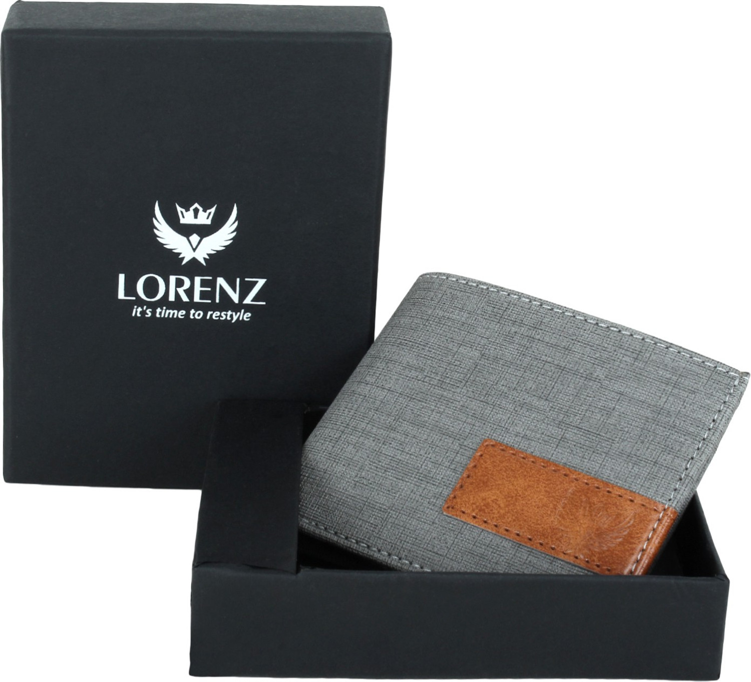 Image of LORENZ Men Casual Grey Artificial Leather Wallet