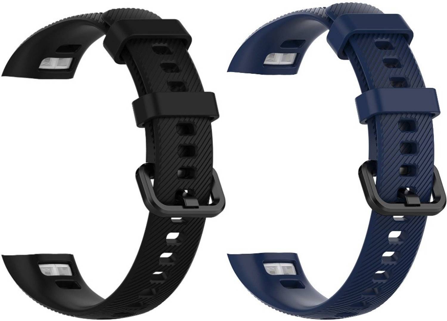 Epaal 17 mm Silicone Strap for Honor Band 5 & Honor Band 4 (Black & Blue) Smart Watch Strap
