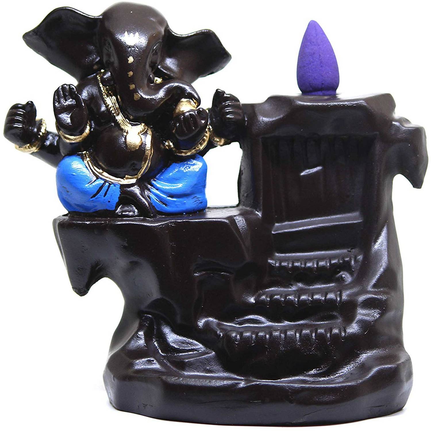 AROHI ENTERPRISES Lord Ganesha Smoke Backflow Cone Incense Holder Decorative Showpiece Decorative Showpiece - 14 cm