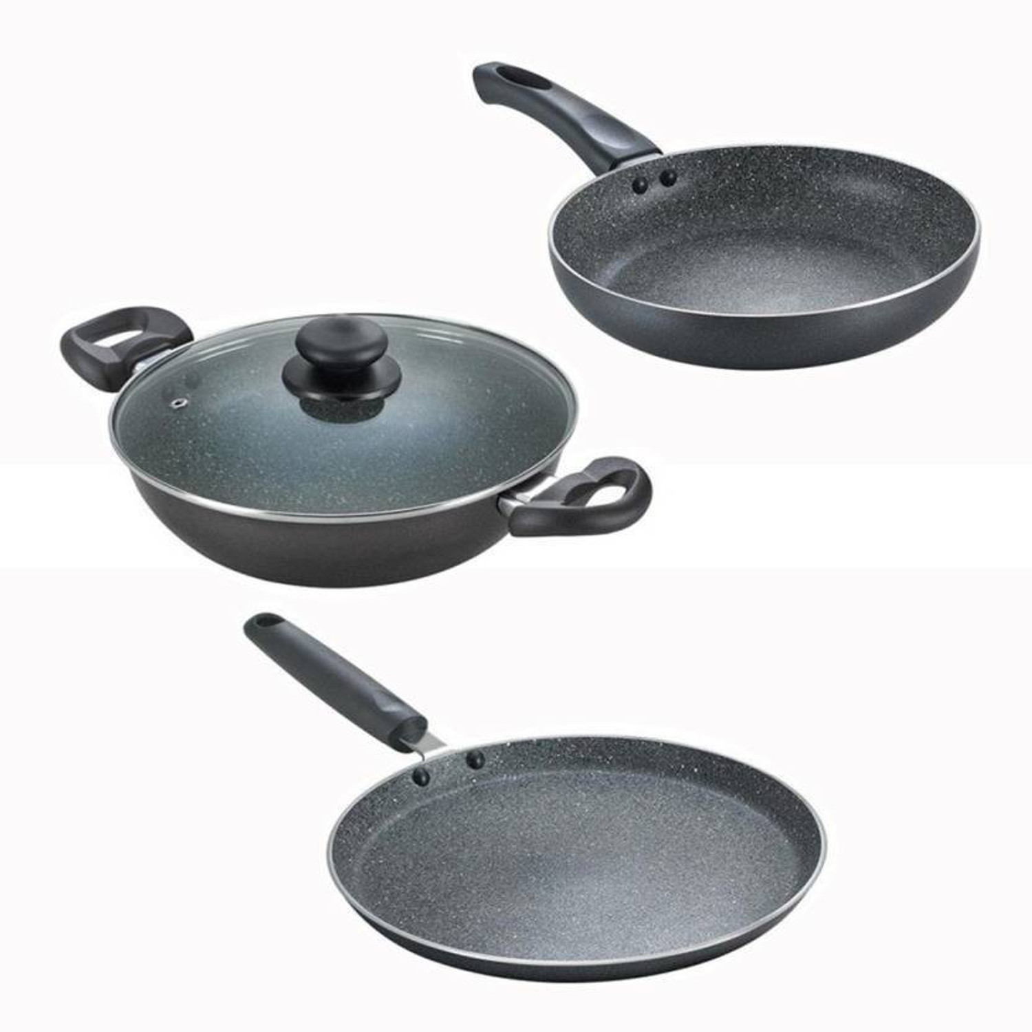 Image of Prestige Omega Deluxe Granite Induction Bottom Non-Stick Coated Cookware Set