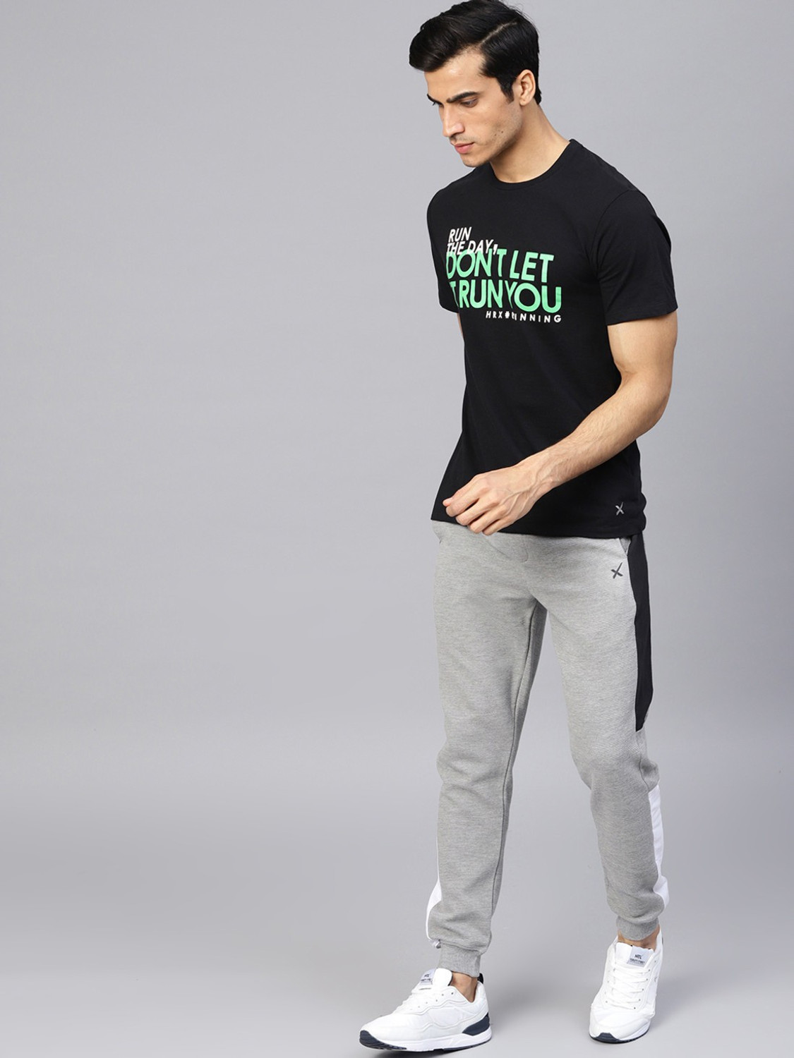 Image of HRX by Hrithik Roshan Solid Men Grey Track Pants