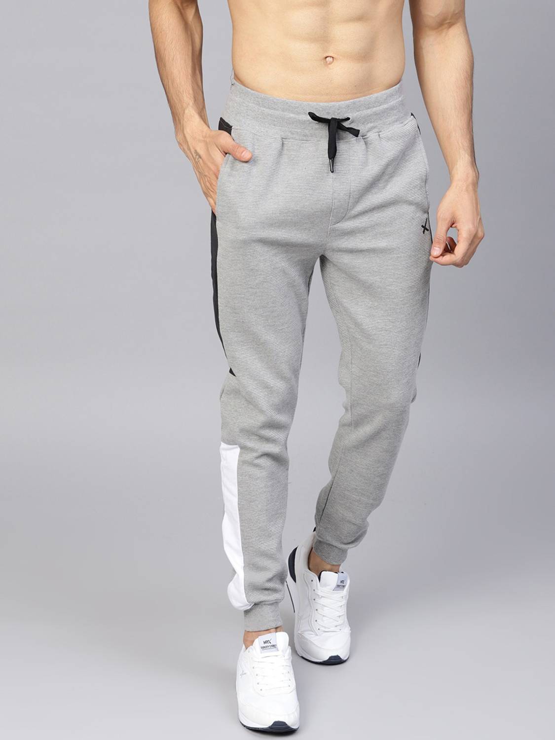 HRX by Hrithik Roshan Men Colorblock Grey Track Pants
