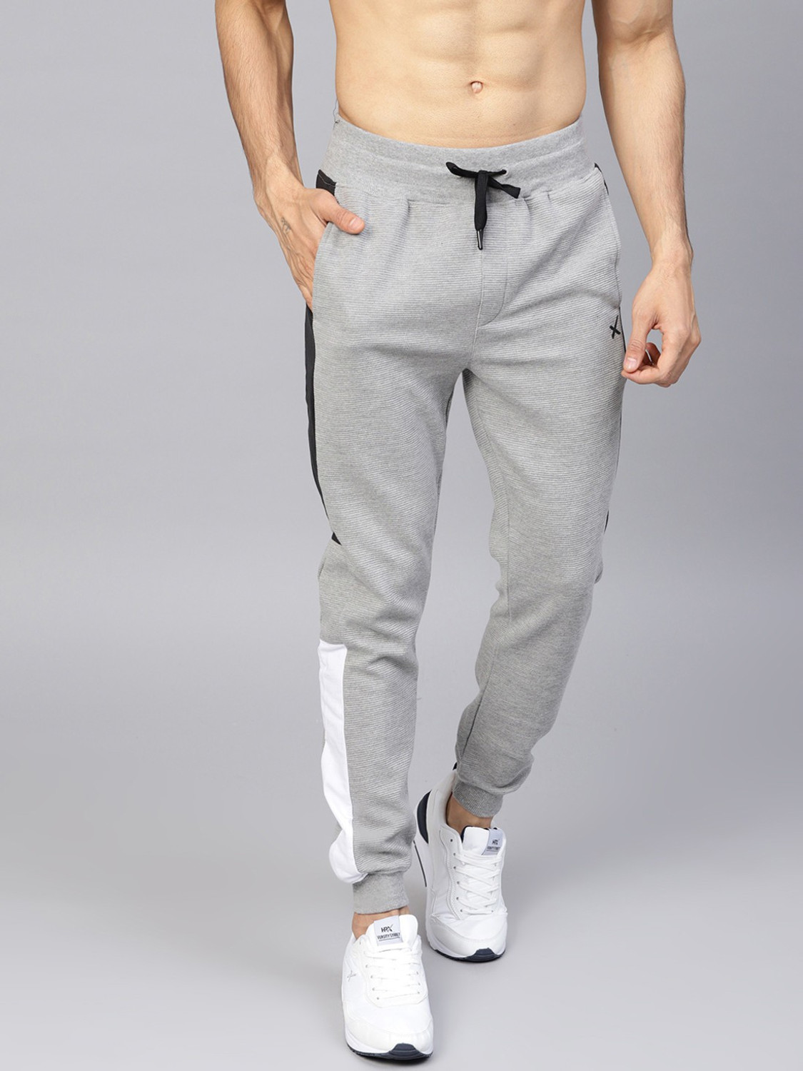 Image of HRX by Hrithik Roshan Solid Men Grey Track Pants