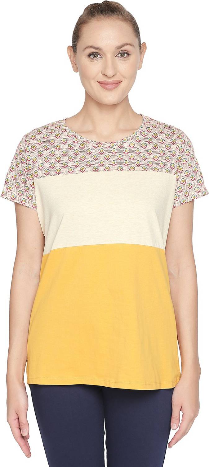 Ajile By Pantaloons Casual Regular Sleeve Printed Women Yellow Top