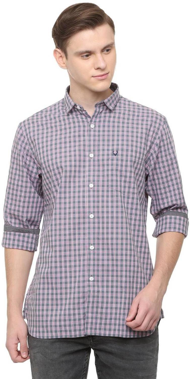 Allen Solly Men Checkered Casual Grey Shirt