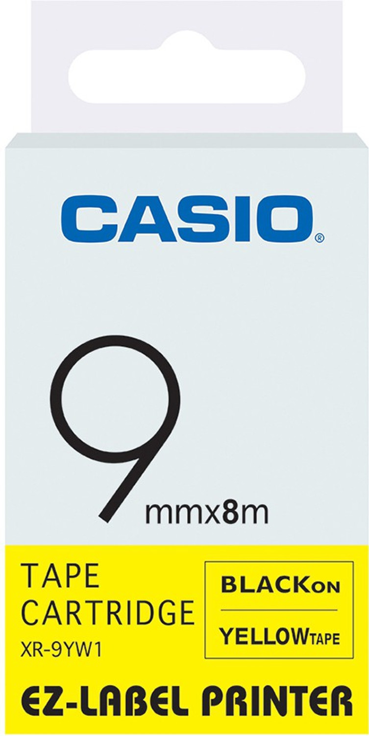 Image of CASIO 9mm Color Label Printer Tape (Black on Yellow) Self-Adhesive Paper Label