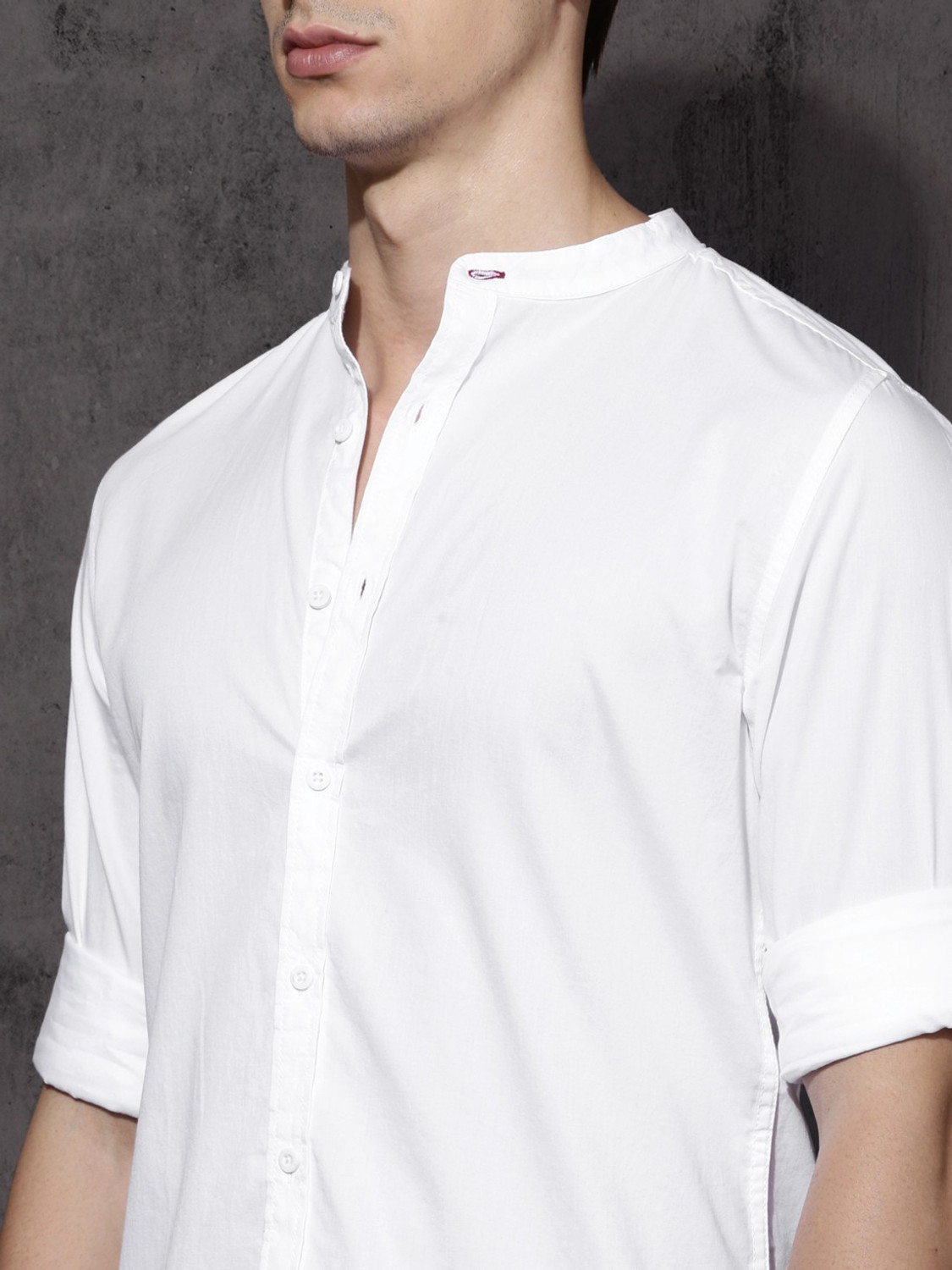 Image of Roadster Men Solid Casual White Shirt