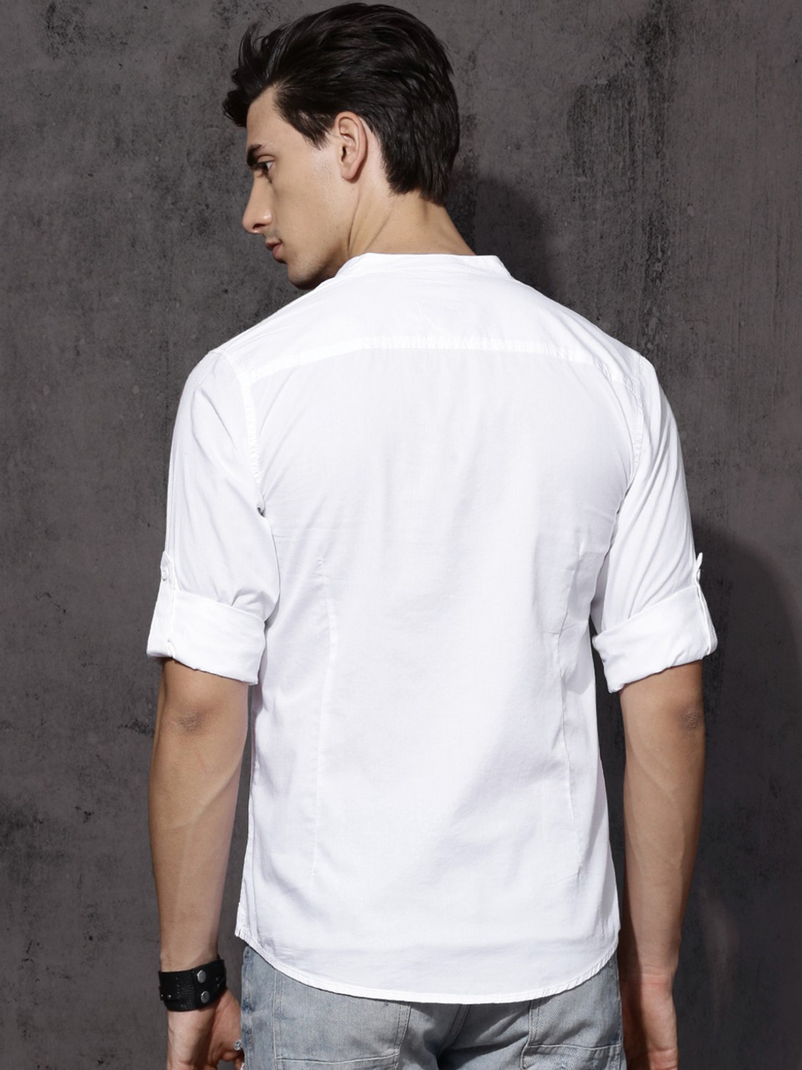 Image of Roadster Men Solid Casual White Shirt