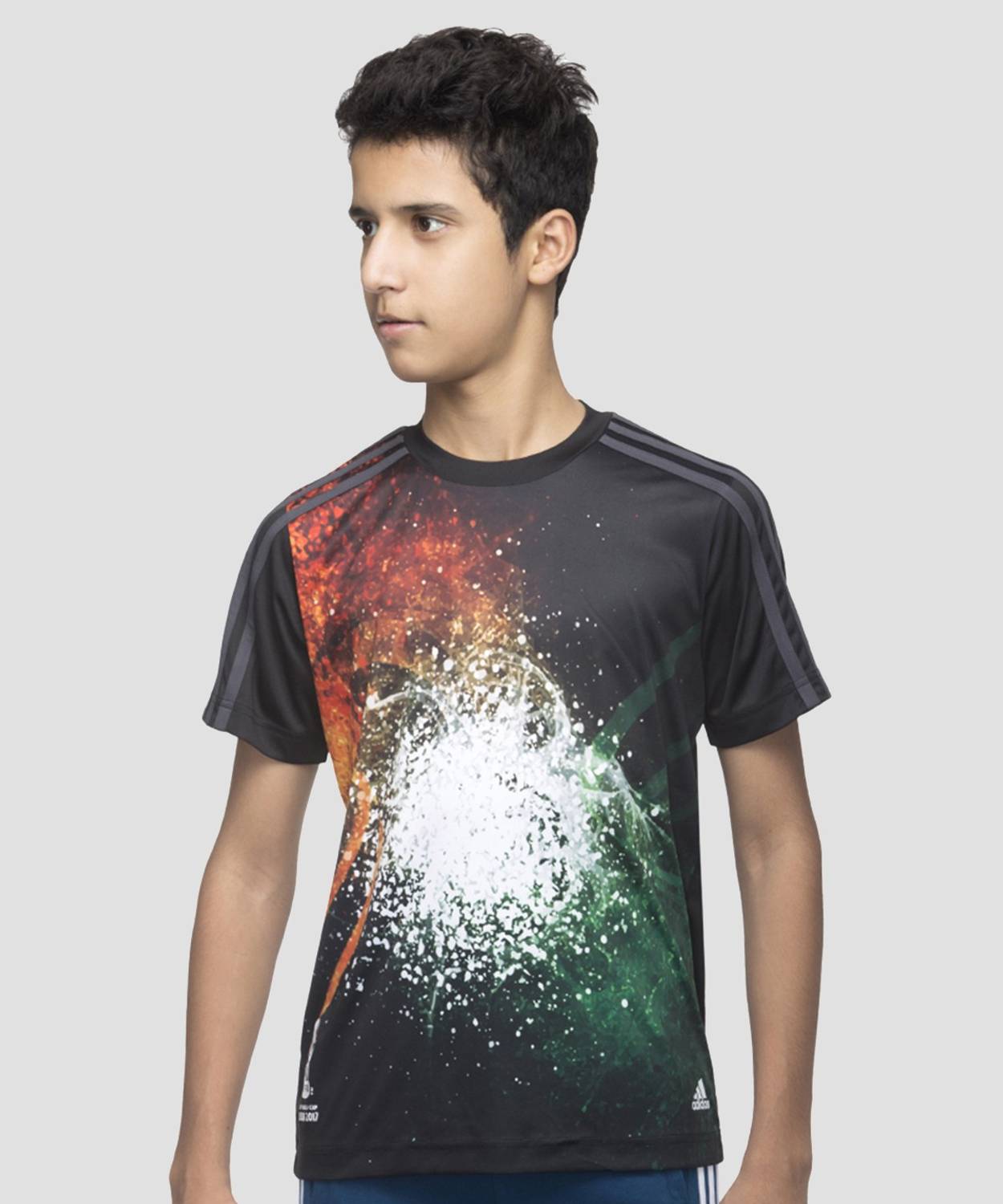 ADIDAS Printed Men Round Neck Black T-Shirt