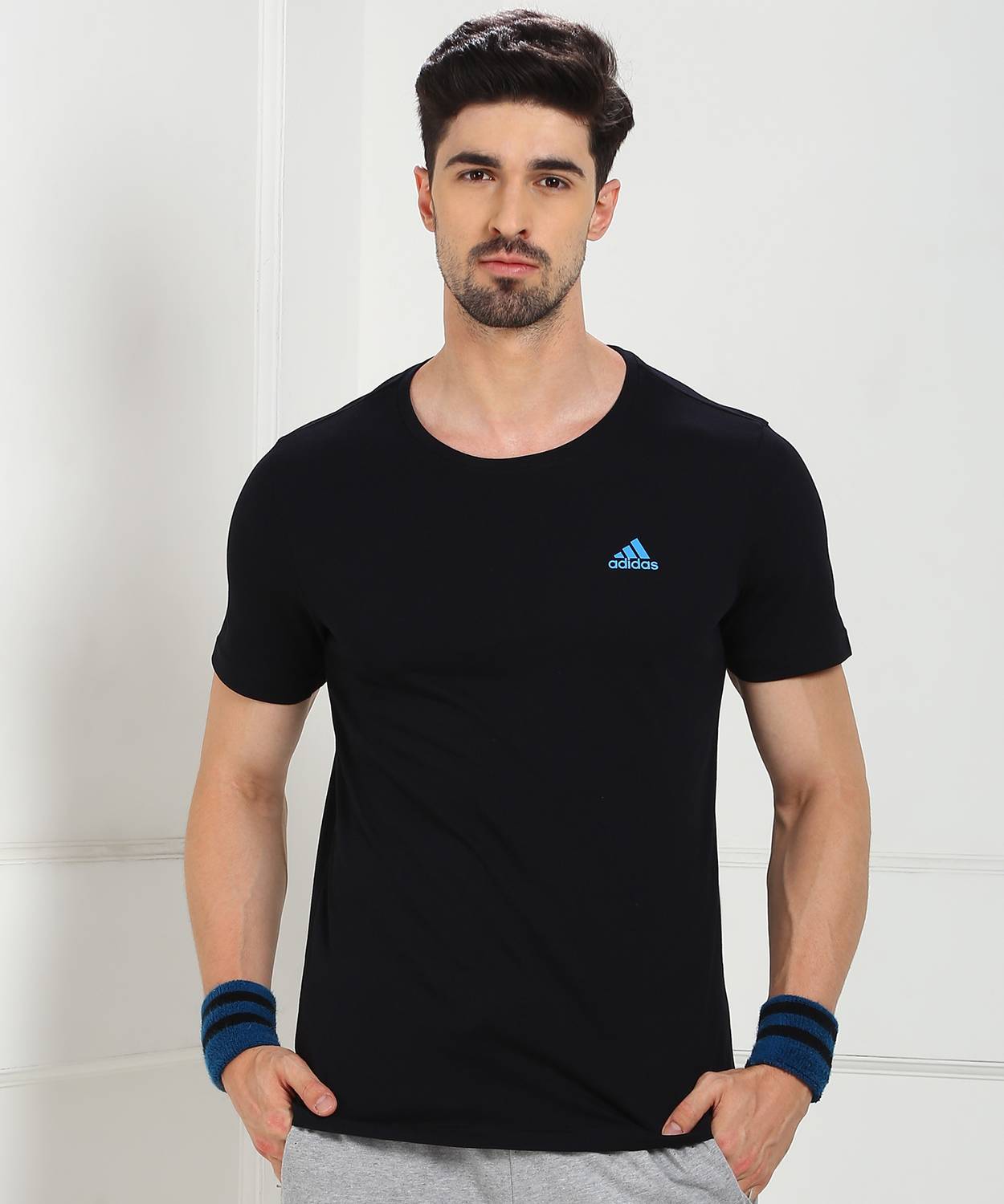 ADIDAS Printed Men Round Neck Black T-Shirt