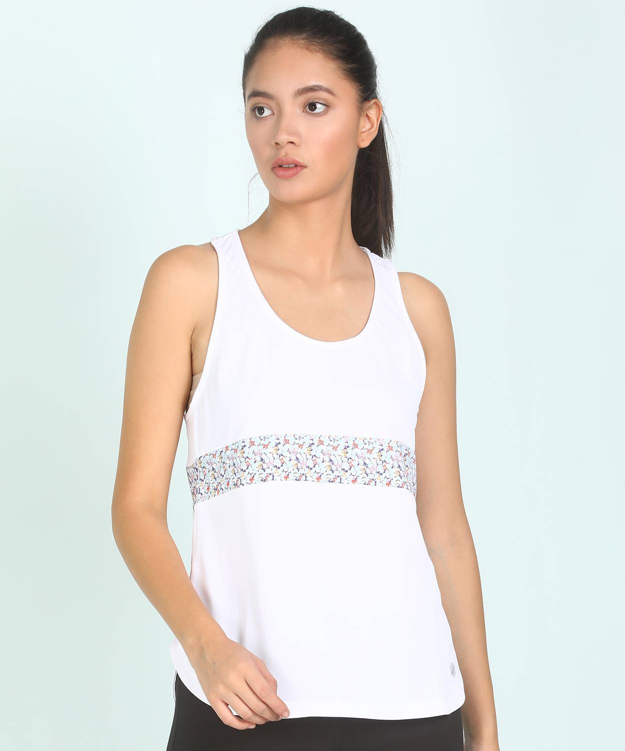 Asics Casual No Sleeve Printed Women White Top