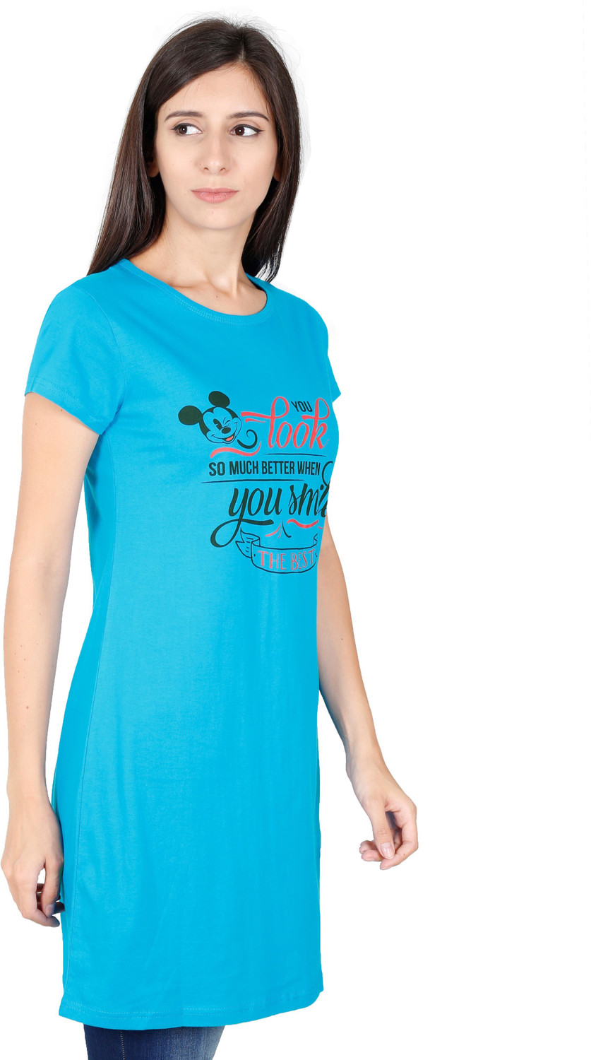 Image of Fleximaa Casual Regular Sleeve Graphic Print, Printed Women Light Blue Top