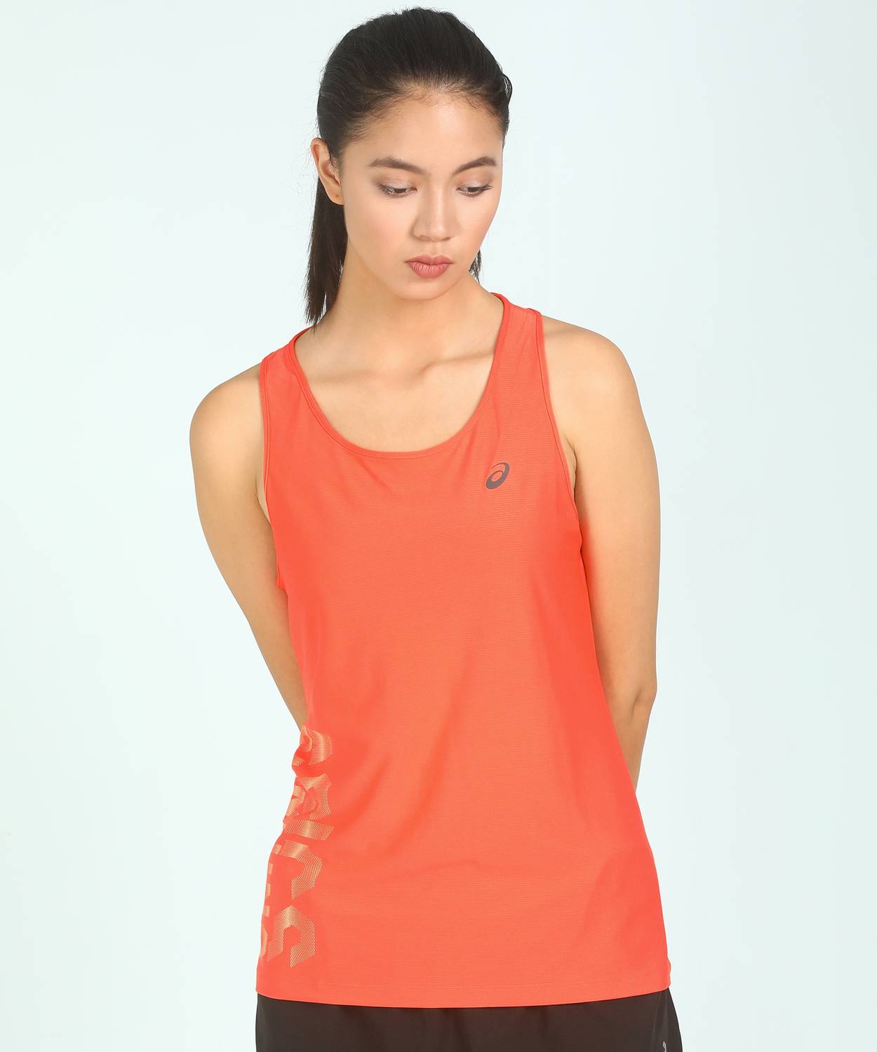 Asics Casual No Sleeve Solid Women Orange Top