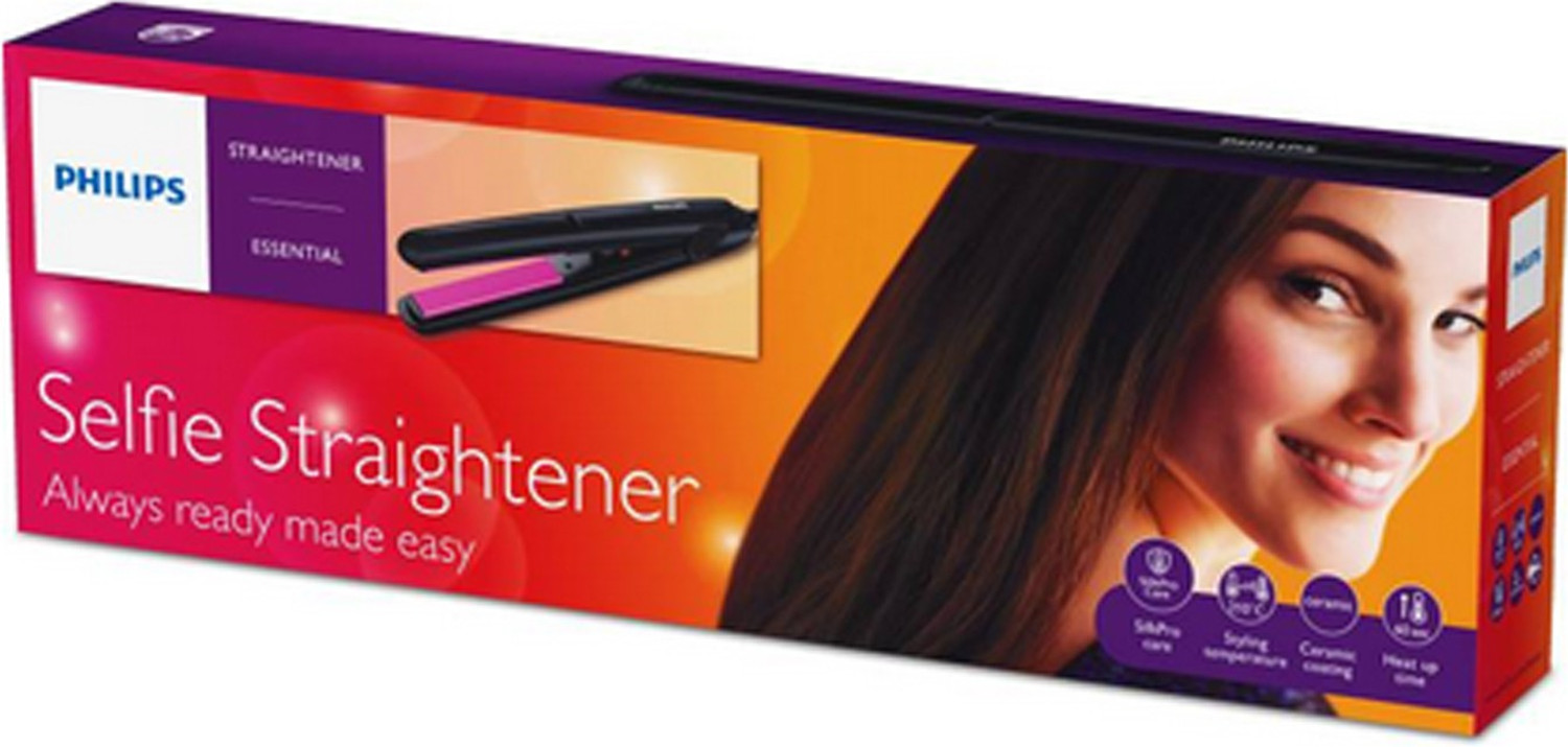 Image of PHILIPS HP8302 Essential Selfie Straightener (Black) Hair Straightener