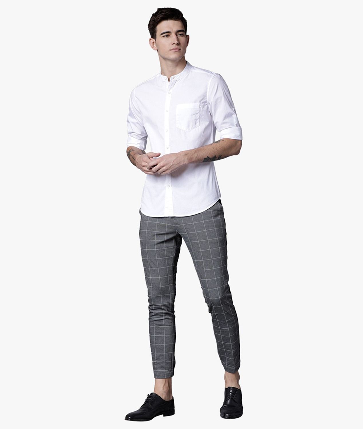 Image of HIGHLANDER Men Solid Casual White Shirt
